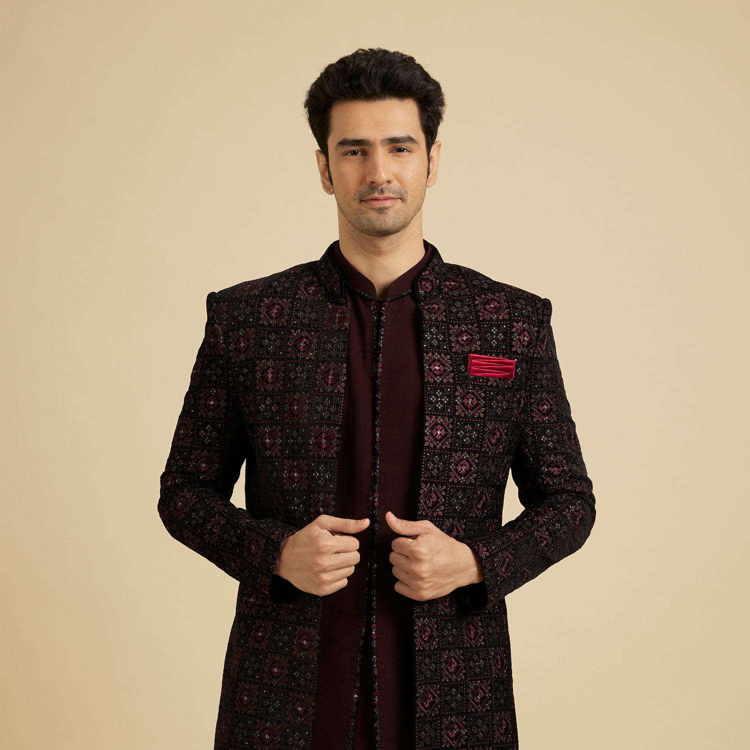 open lace back dress Buy Manyavar Men's Jacket Kurta Set, Kurta Jacket Set for Men, Full Sleeves  Mandarin Collar Ethnic Wear Jacket Set for Festival, Wedding, Party Blended  Viscose (White, S) at Amazon.in main image 0