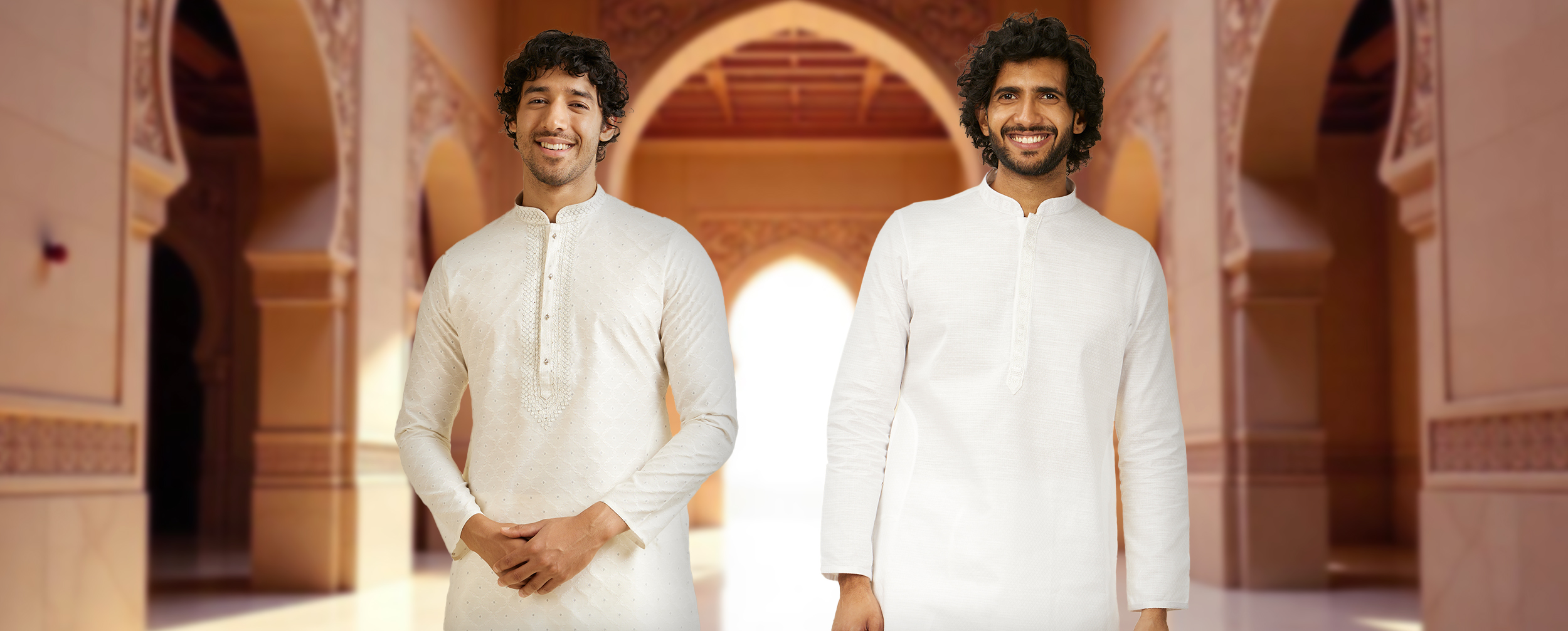 Men wearing white kurtas for haldi ceremony Men wearing white kurtas for haldi ceremony