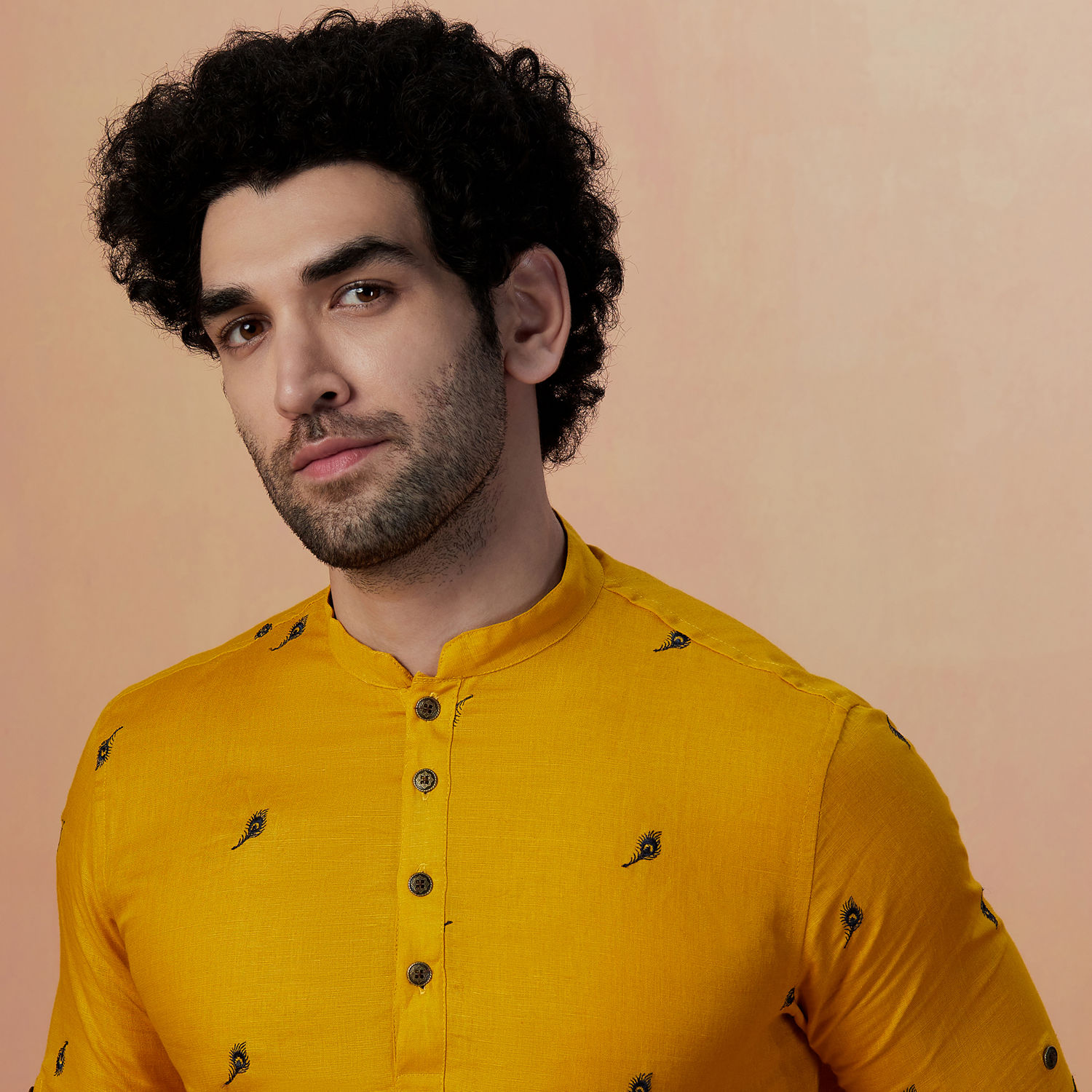 buy-mustard-yellow-embroidered-short-kurta-online-in-india-manyavar