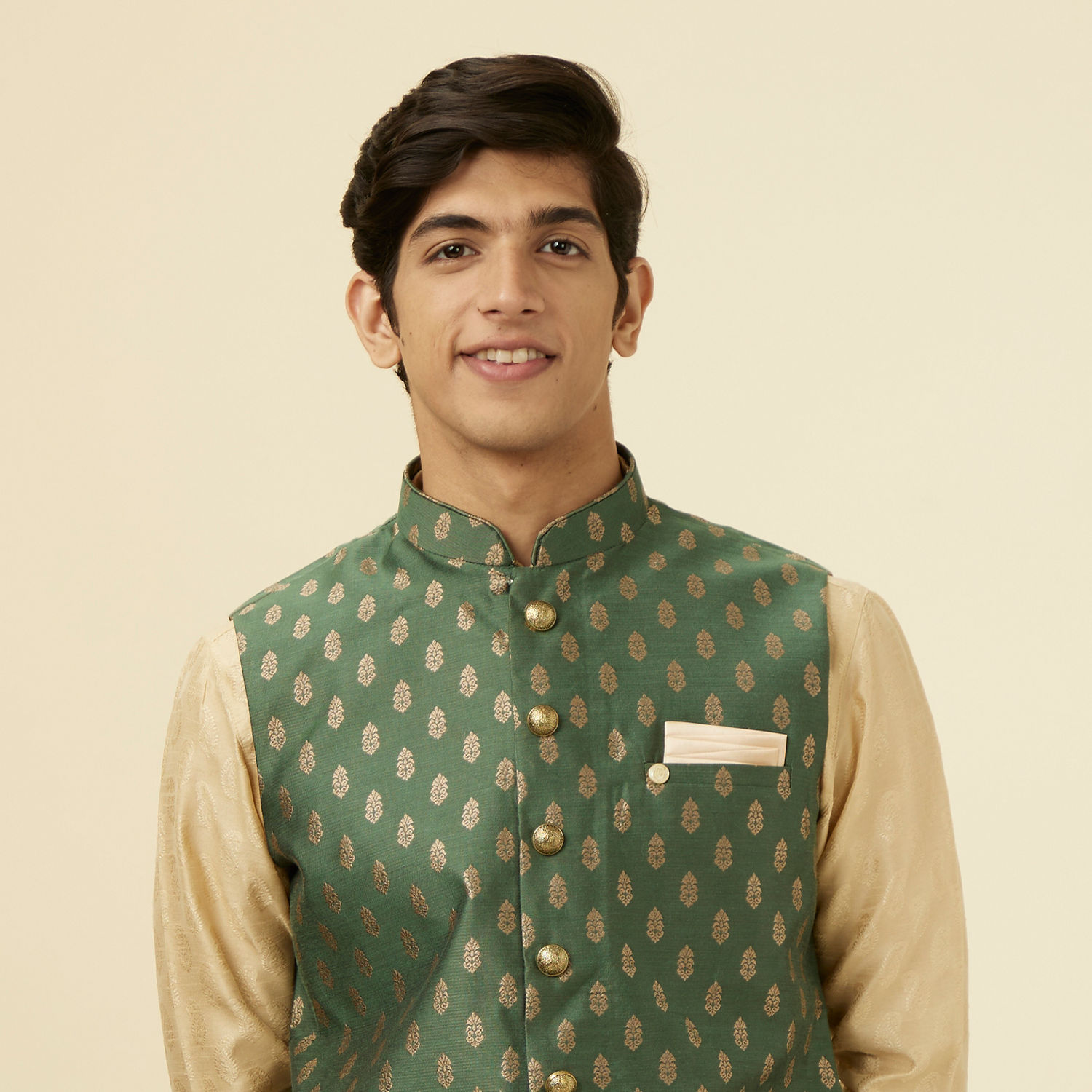 Nehru Jacket for Men Buy Bottle Green Jacket With Golden Motifs