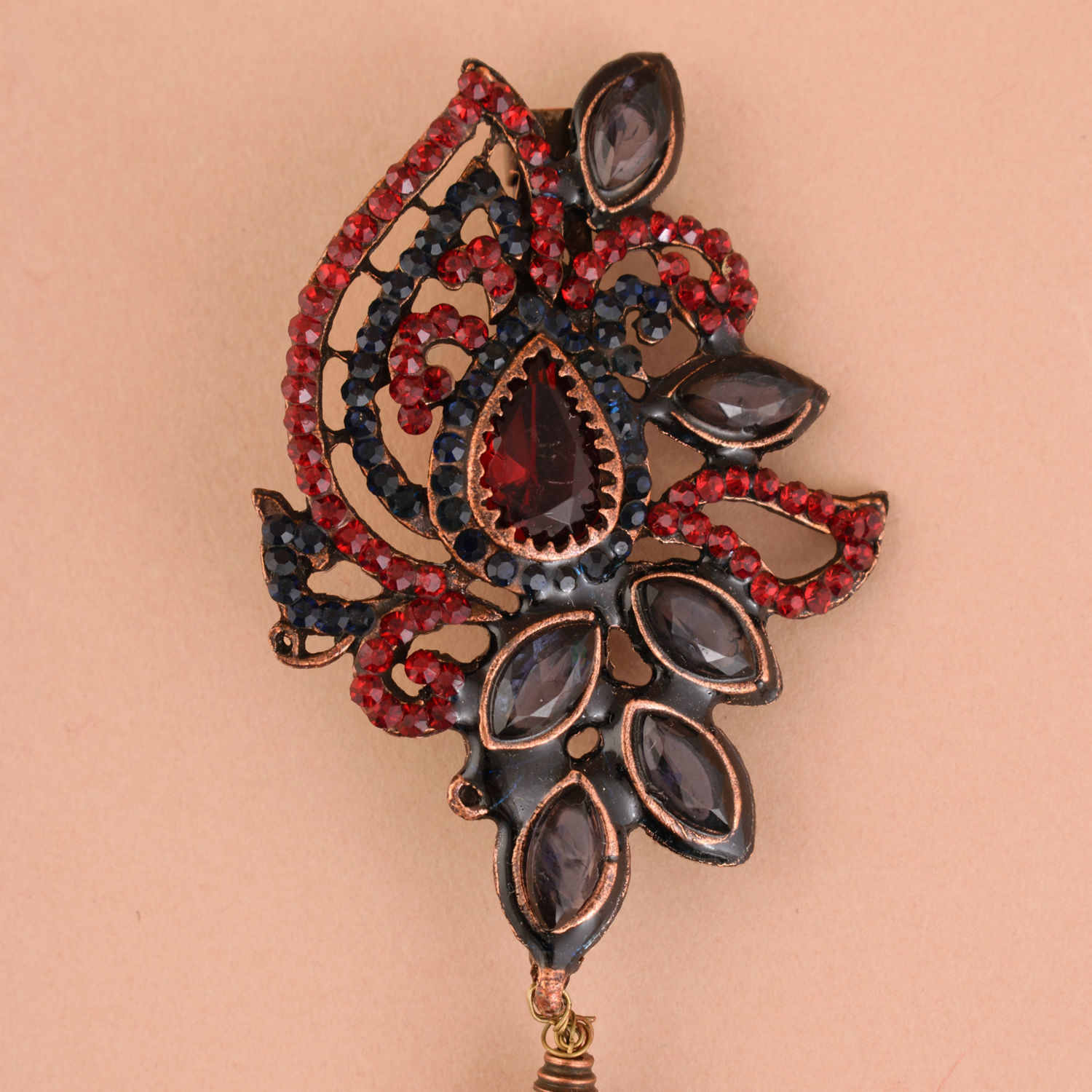 Buy Ruby Red Stone Embedded Petal Shaped Brooch Online in UAE @Manyavar ...