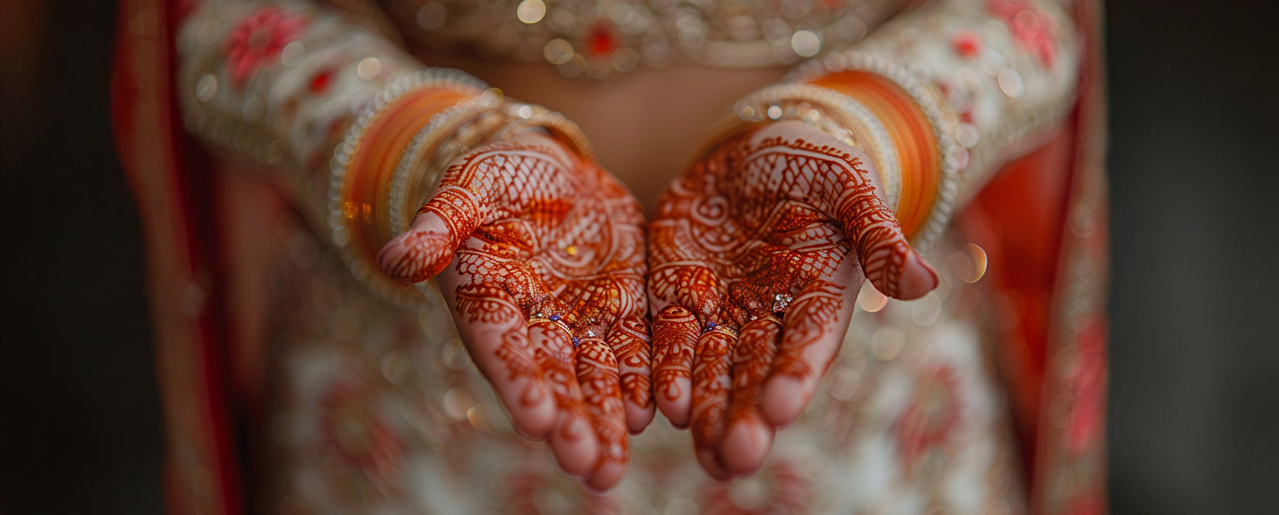 A bride showcasing her beautiful mehendi design A bride showcasing her beautiful mehendi design