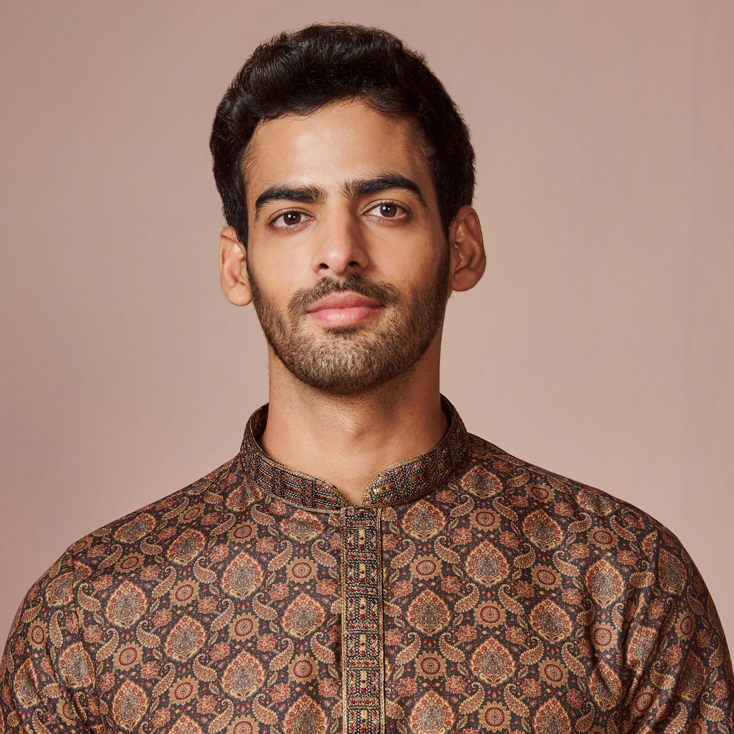 buy-dark-brown-printed-kurta-online-in-india-manyavar-kurta-pajama