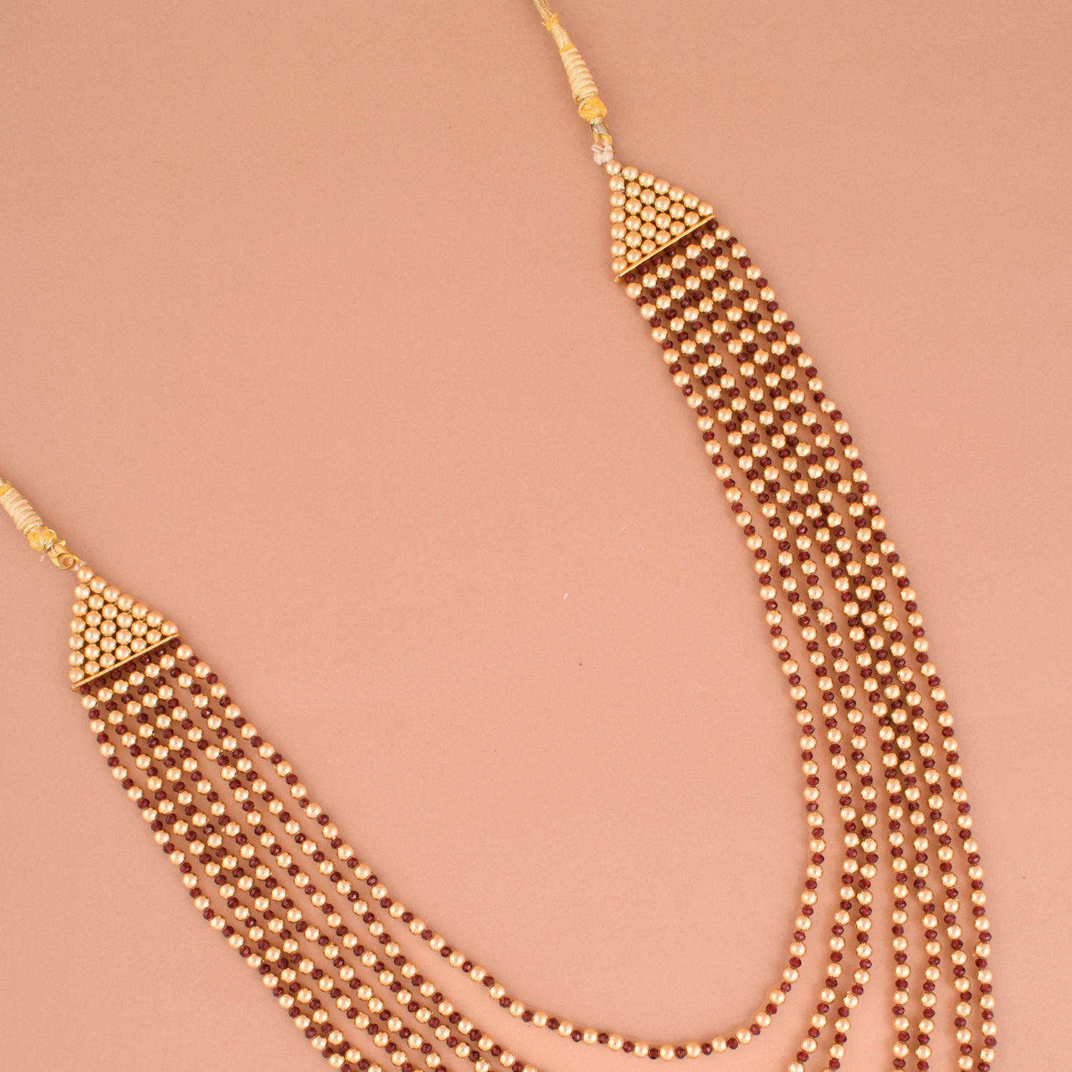 Buy Golden and Brown Beaded Layered Mala Online in the USA Manyavar