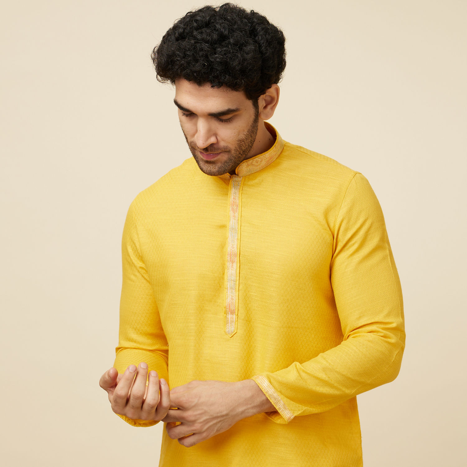 Men'S Solid Dupion Kurta Pajama With Woven Nehru Jacket main image 1