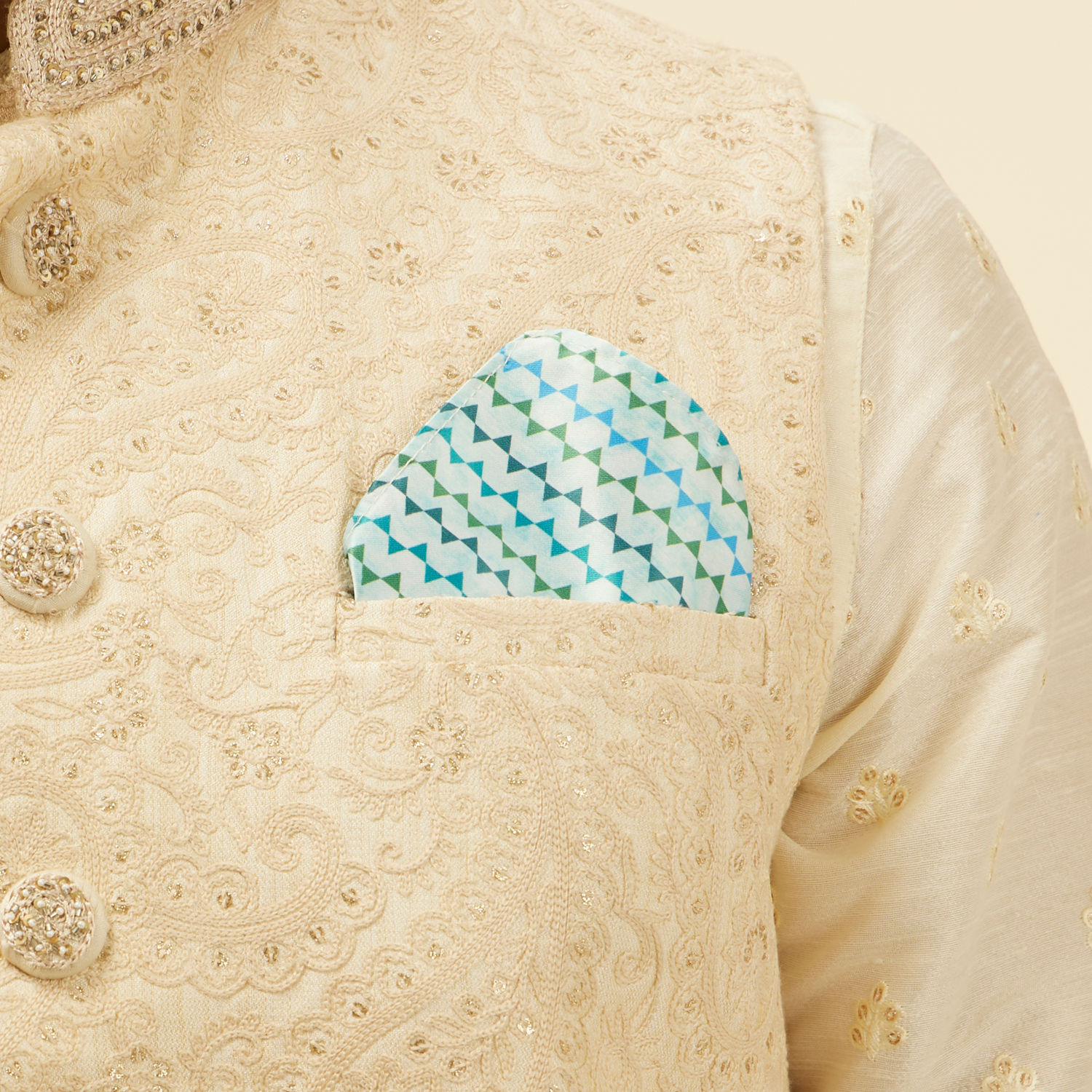 Buy Vibrant Blue Ribbon Printed Pocket Square Online in the USA