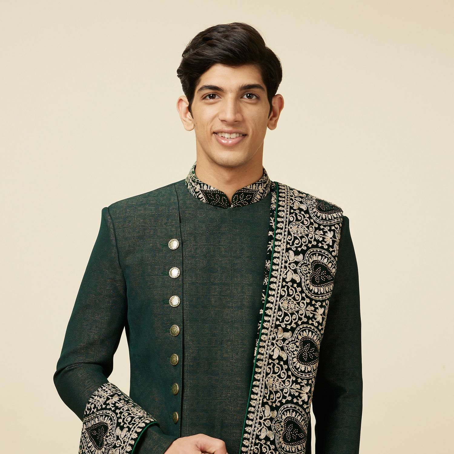 Bottle Green Indo western Cool Cotton Chudidaar main image 1