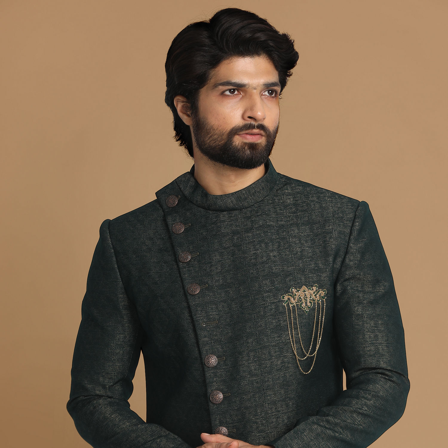 Buy Contemporary Green Indo Western Online In The USA Manyavar Indo buy-contemporary-green-indo-western-online-in-the-usa-manyavar-indo