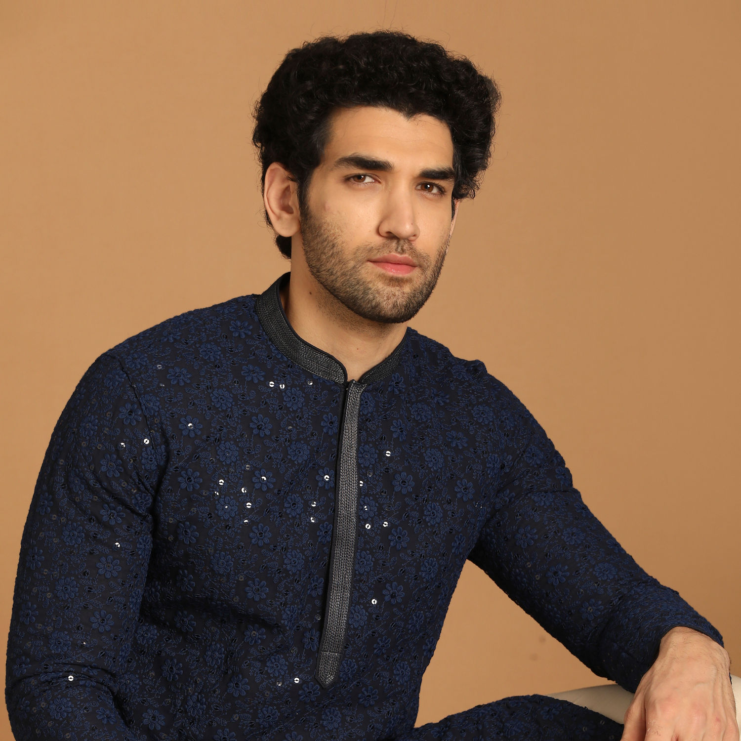 Kurta Pajama for Men - Buy Blue Georgette Kurta Set Online @Manyavar