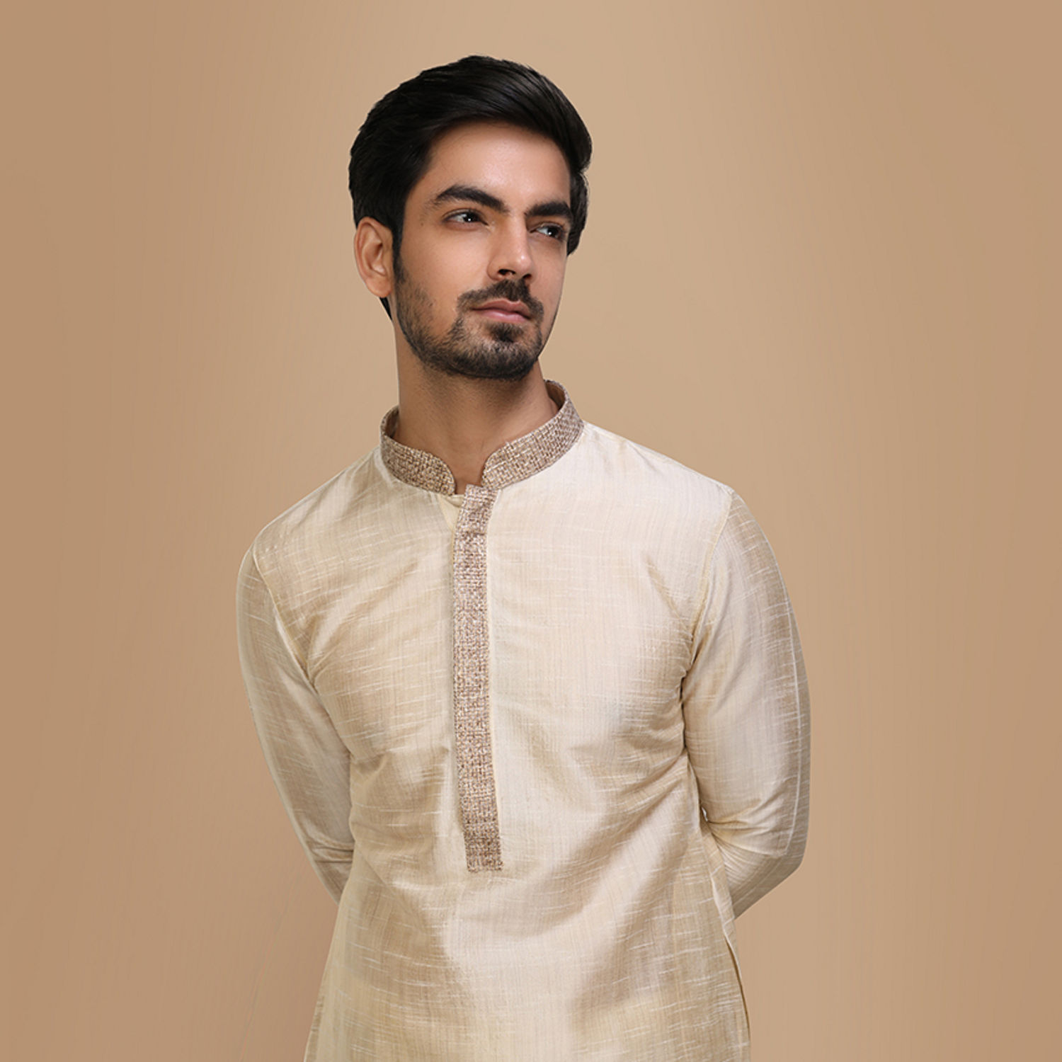 Kurta Pajama for Men Buy Pista Plain Kurta Set With Contrast Collar