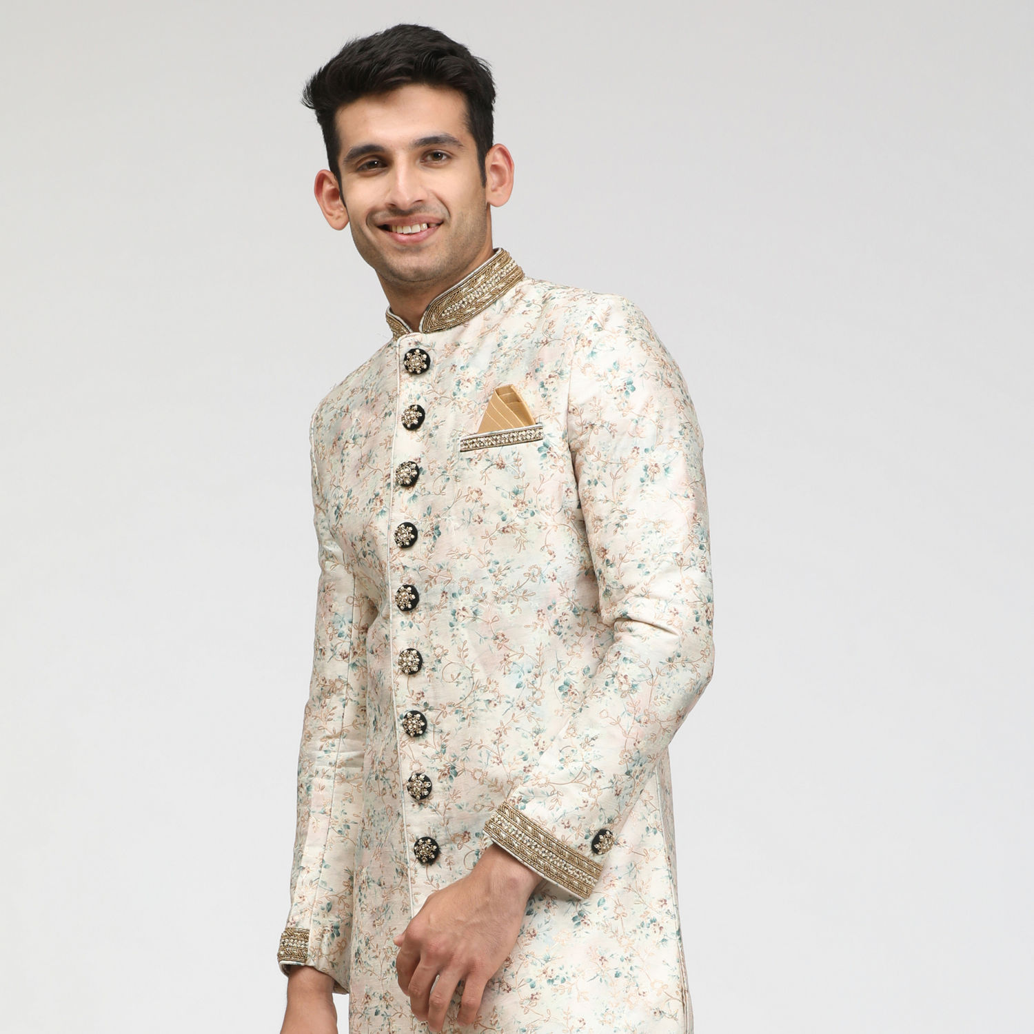 Traditional Elegant Maroon Paisley Print Sherwani for Men main image 1
