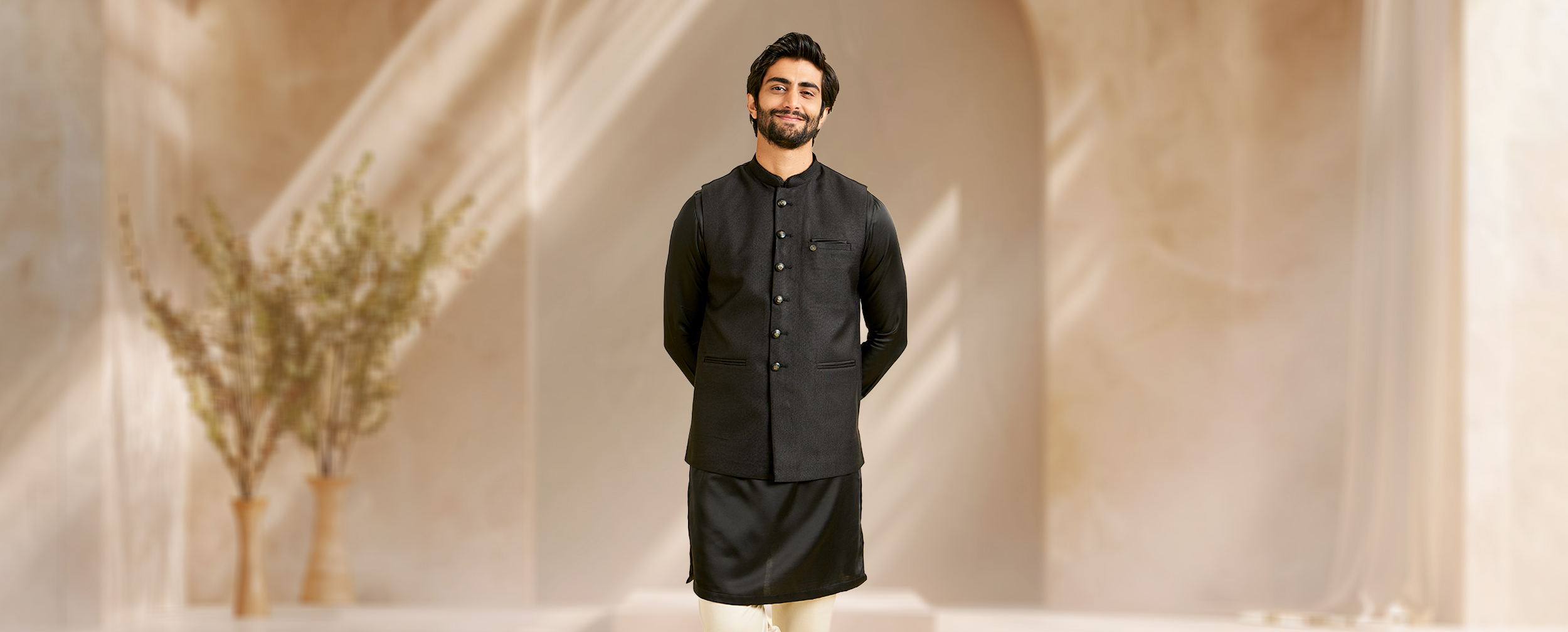 Man in black kurta jacket set Man in black kurta jacket set