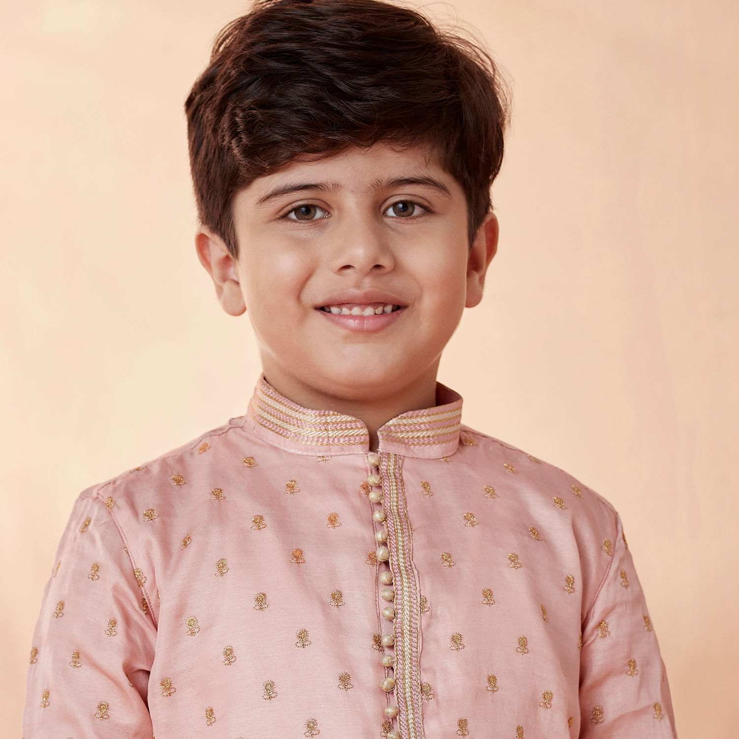 Boys Banjara Color block Kurta and pants set - Pink
