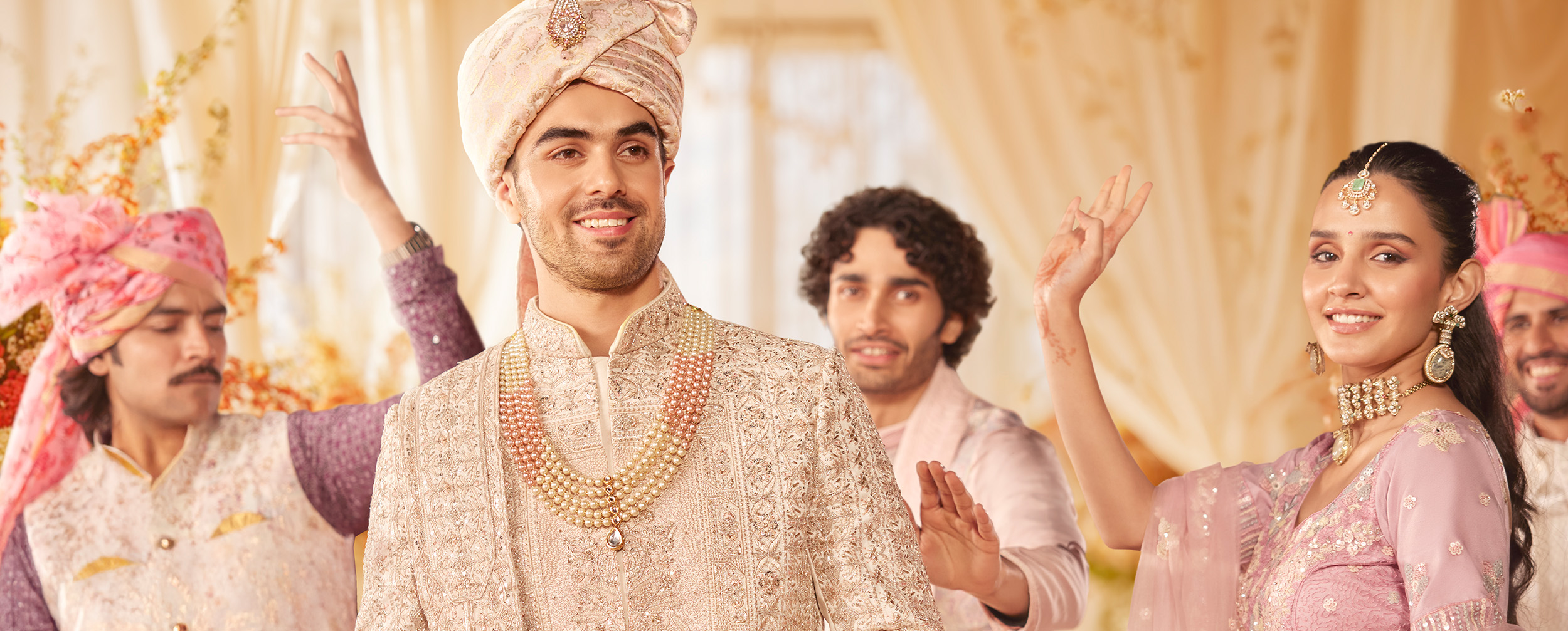 Groom wearing traditional Indian sherwani with beautiful mala and elegant Safa for wedding Groom wearing traditional Indian sherwani with beautiful mala and elegant Safa for wedding
