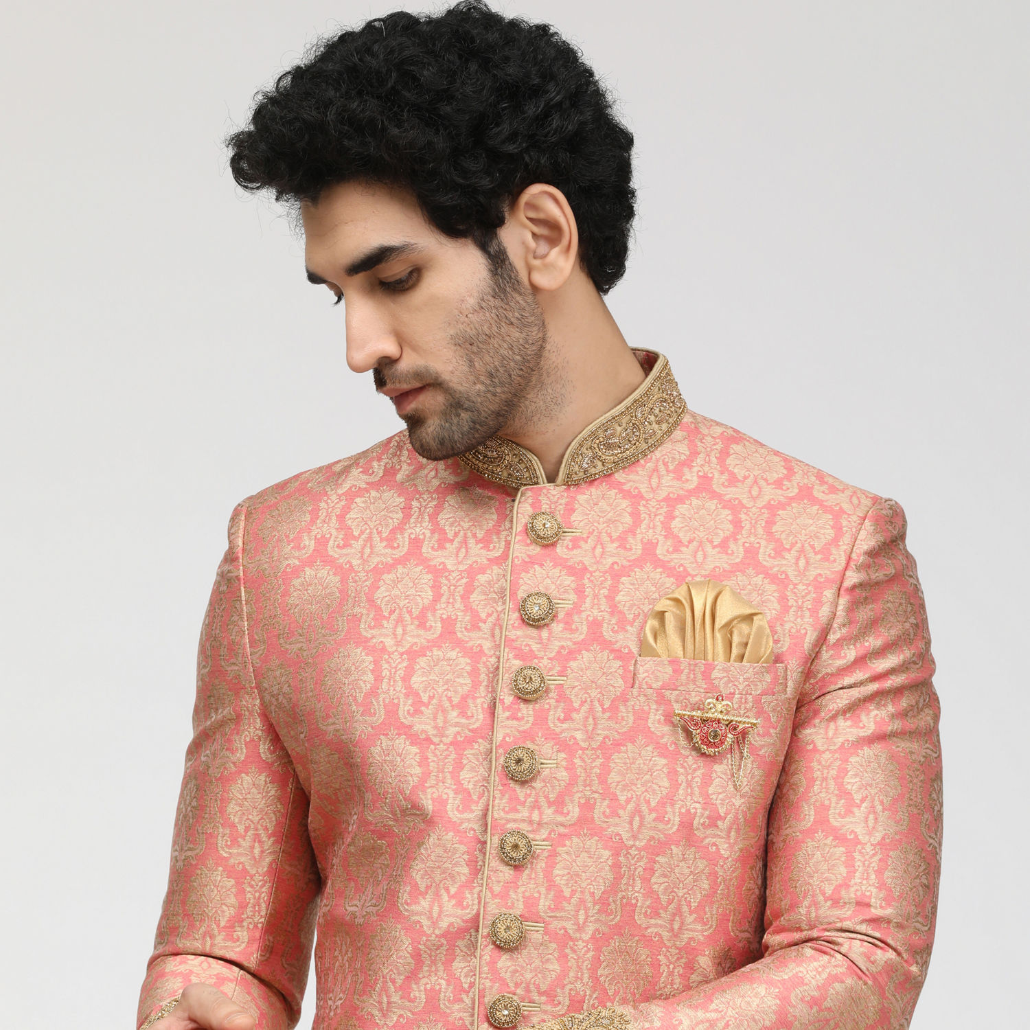 Buy Glam Biscuit Shade Sherwani Suit Online in the USA @Manyavar - Sherwani  for Men