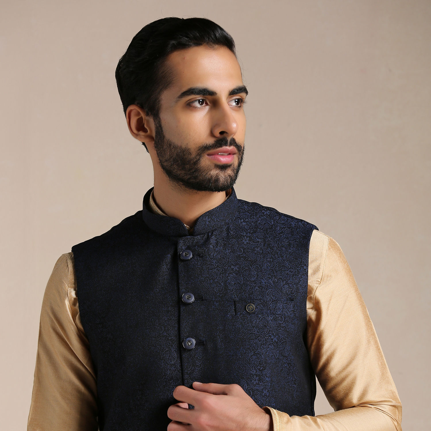 Nehru Jacket for Men Buy Royal Blue Textured Half Jacket Online Manyavar