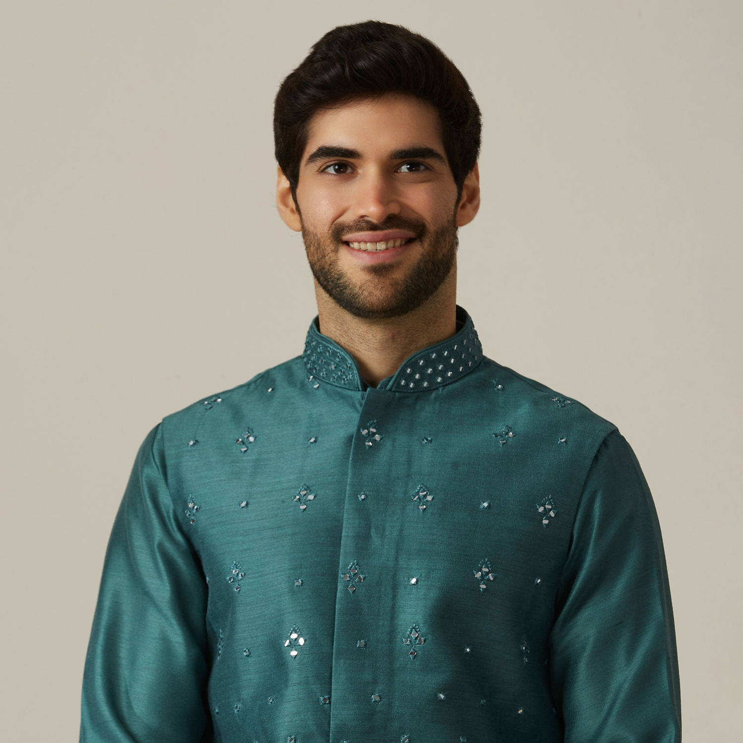 Kurta Jacket Set for Men Buy Dark Green Kurta Jacket Set Online Twamev