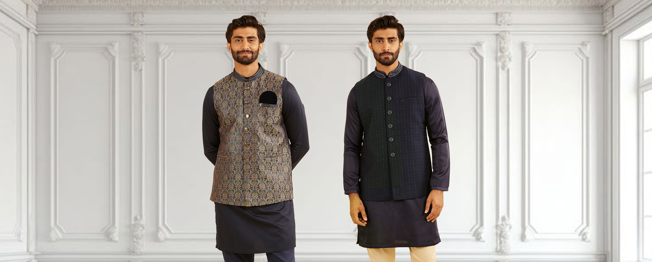 Mens wearing a black kurta pajama with elegant jackets Mens wearing a black kurta pajama with elegant jackets