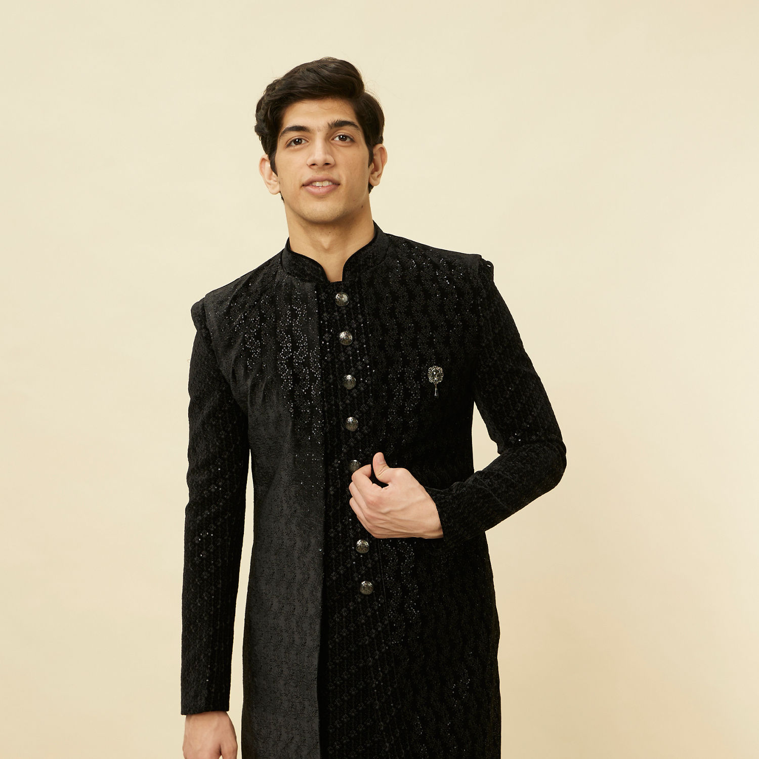 Designer Black Concealed heavy Indo-western set