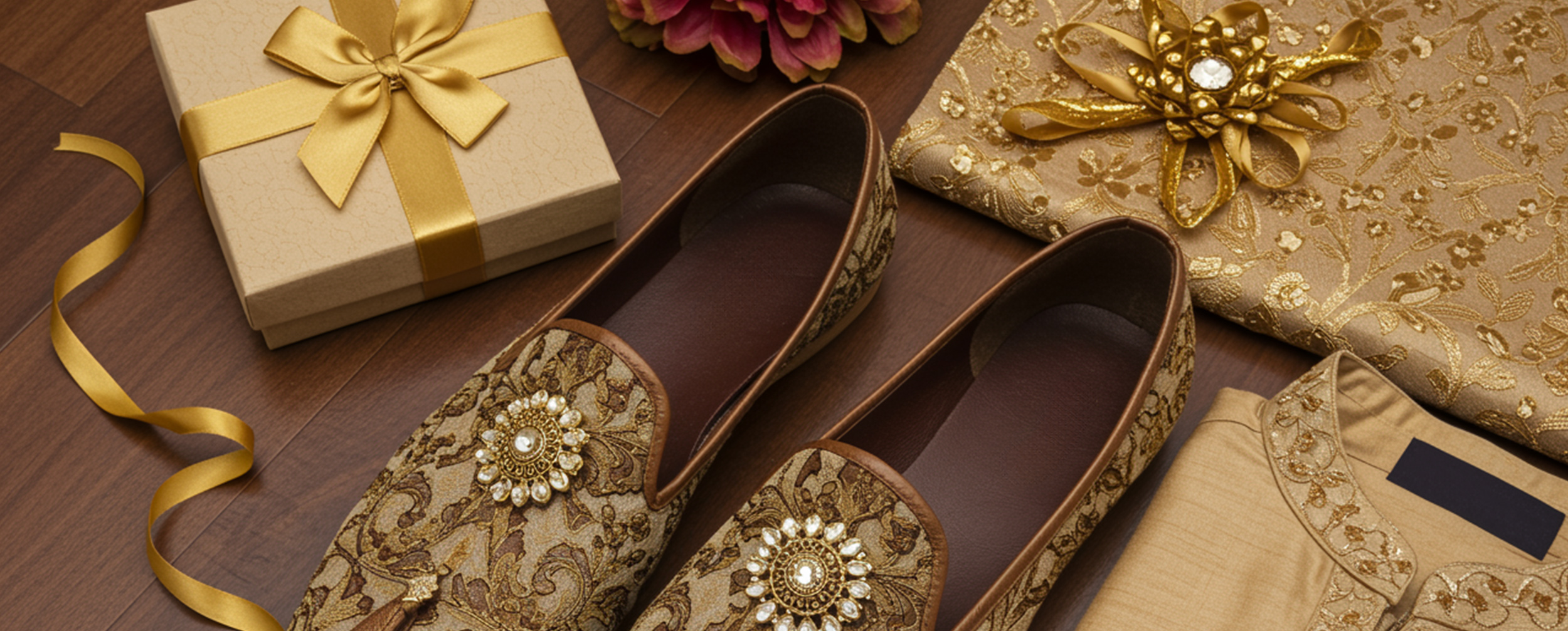 gift boxes with juttis and kurta 
