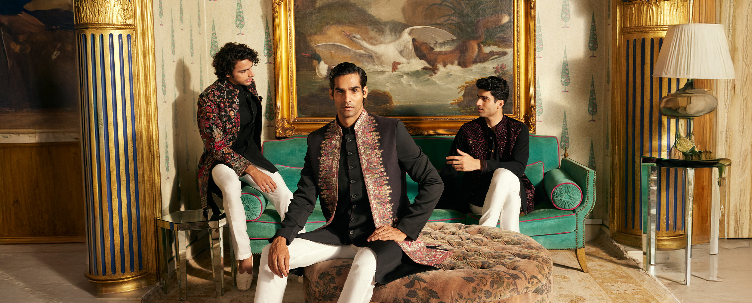 men in stylish indo western sherwanis men in stylish indo western sherwanis