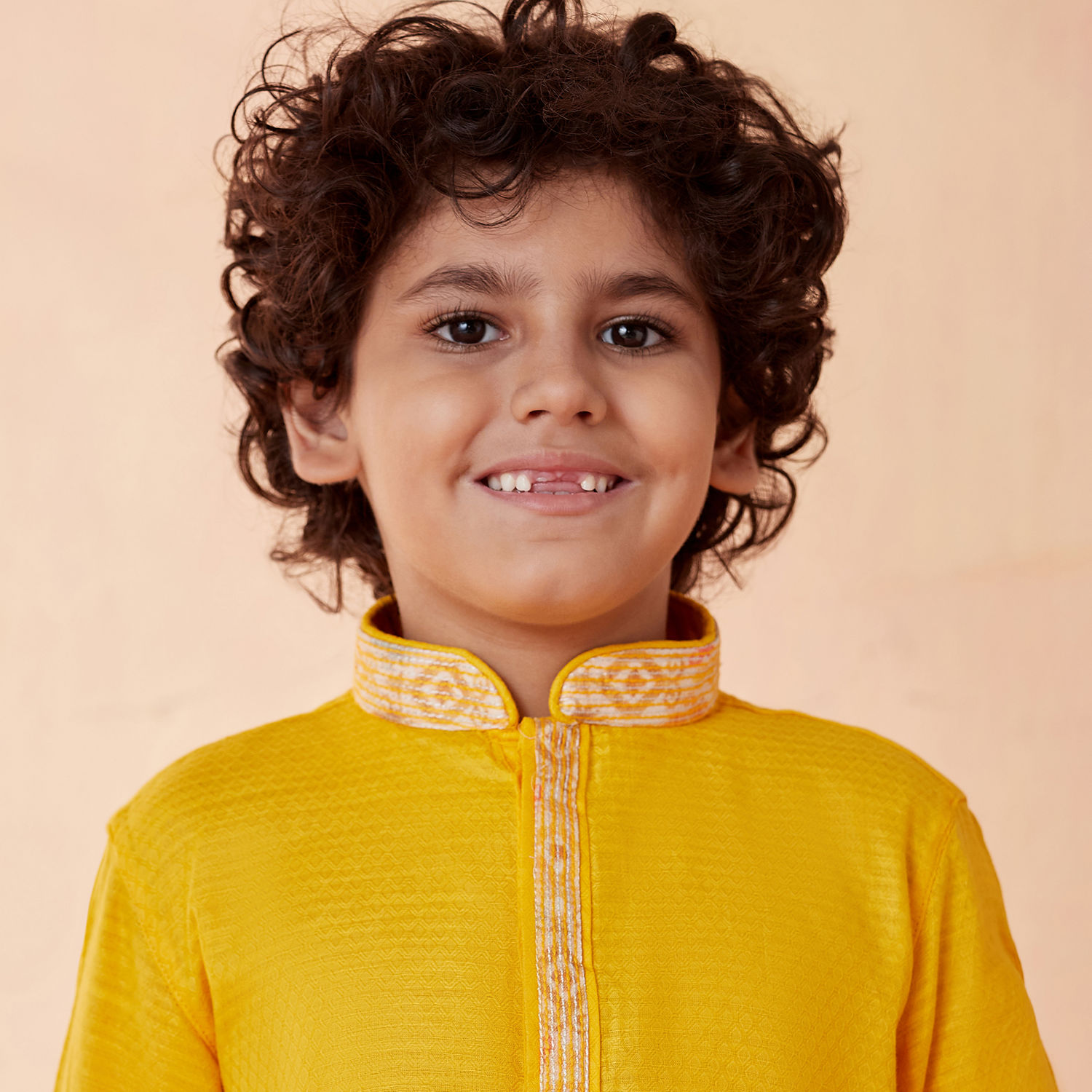 Kurta Pajama for Boys Buy Boys Yellow Self Design Kurta Set Online