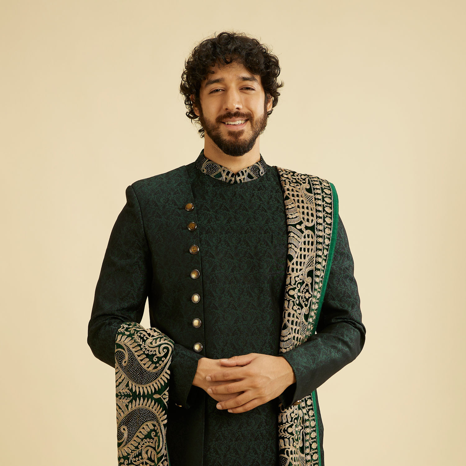 Men's Soft Cotton Indo-Western in Dusty Green Color main image 0