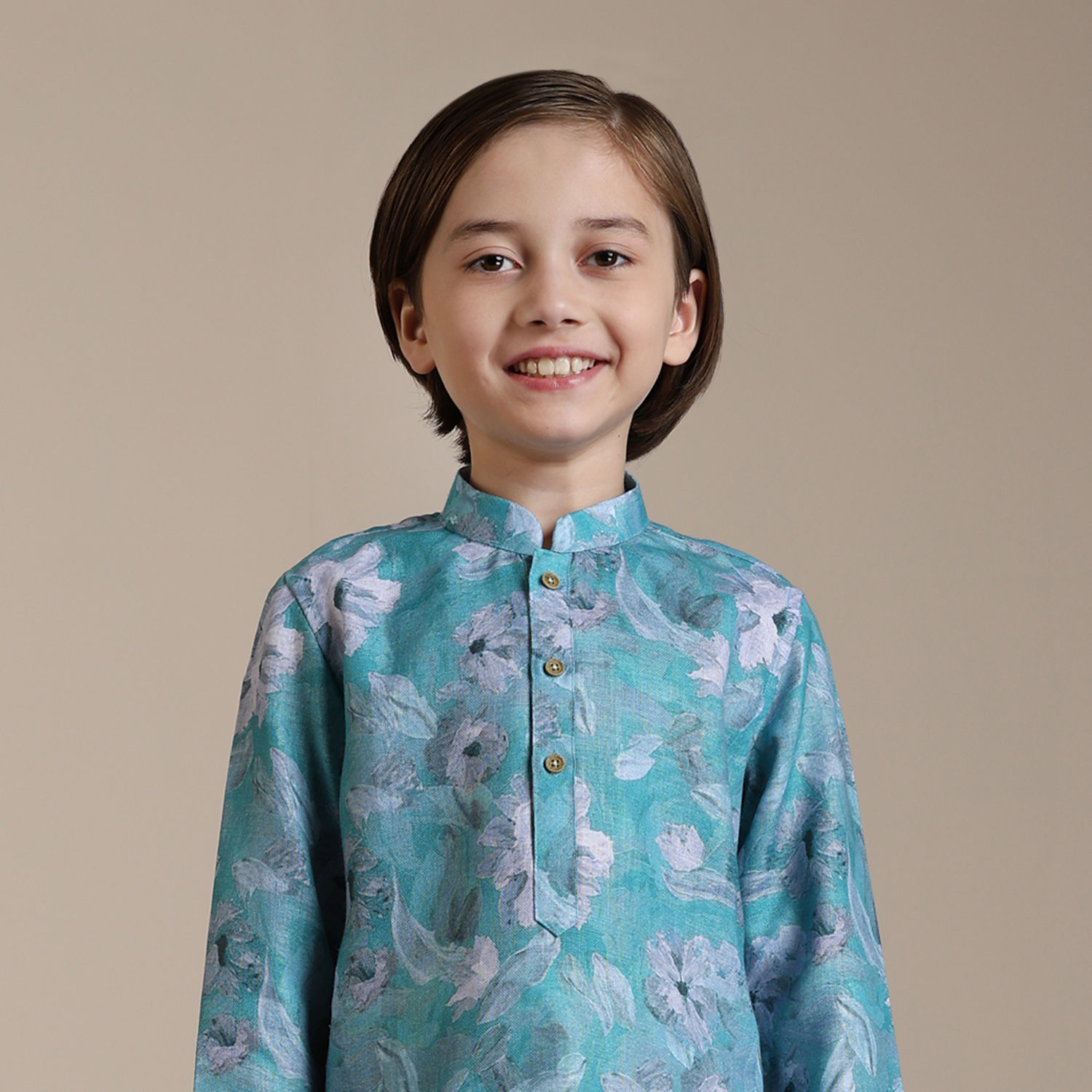 Boy Bloomingdale Printed Kurta Pant Set- Mustard main image 1