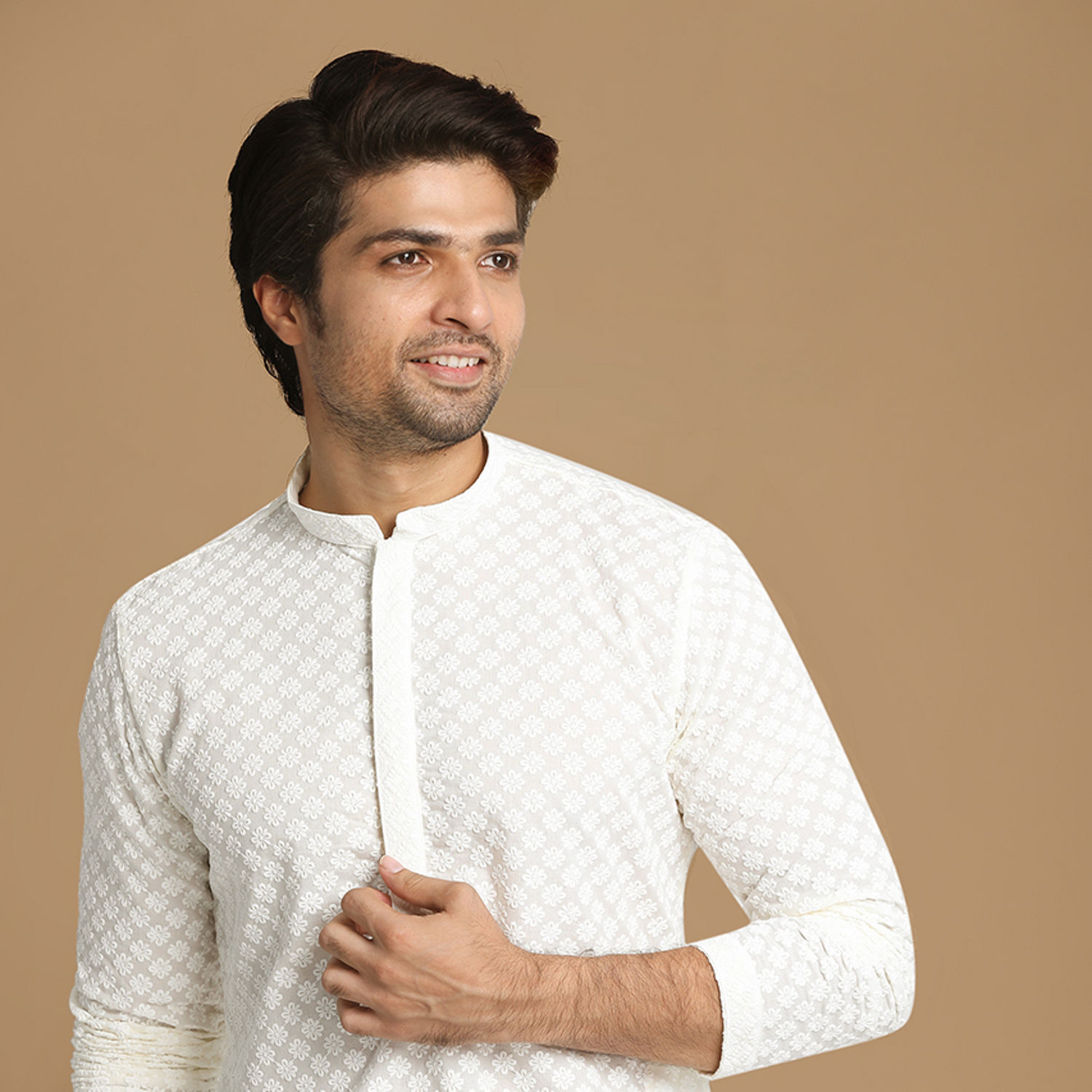 Buy Sea Shell White Embroidered Kurta Pajama Online in India @Manyavar ...