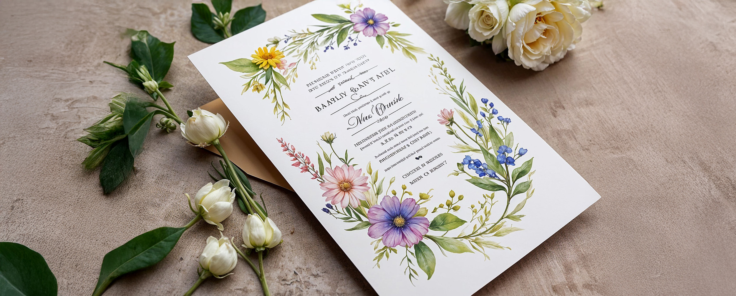 Beautifull wedding invitation card with flowers pattern made on it Beautifull wedding invitation card with flowers pattern made on it