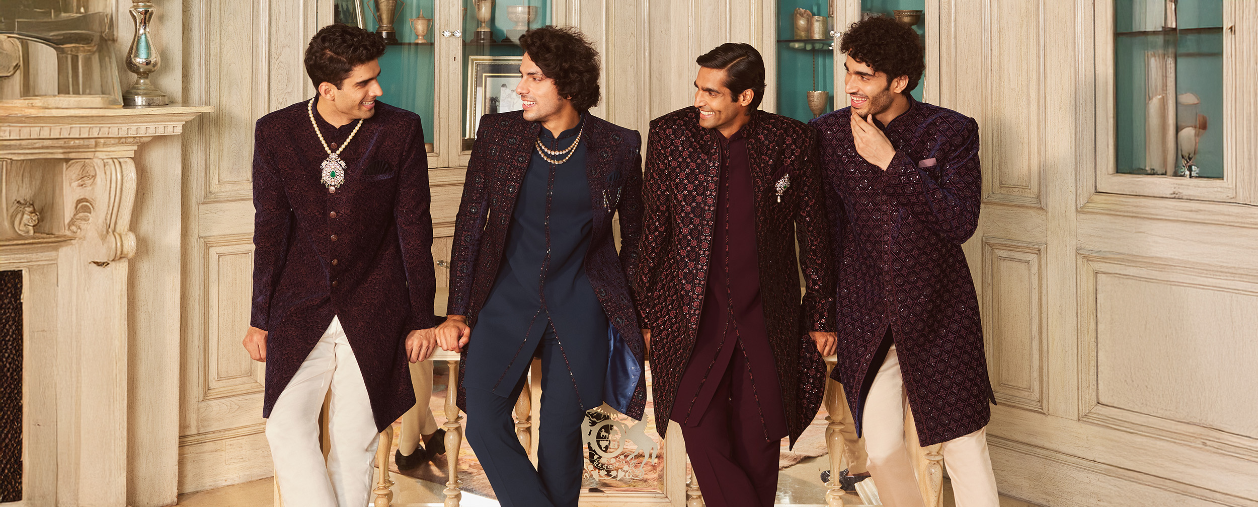Boy wearing a luxurious velvet sherwani for a winter wedding celebration Boy wearing a luxurious velvet sherwani for a winter wedding celebration
