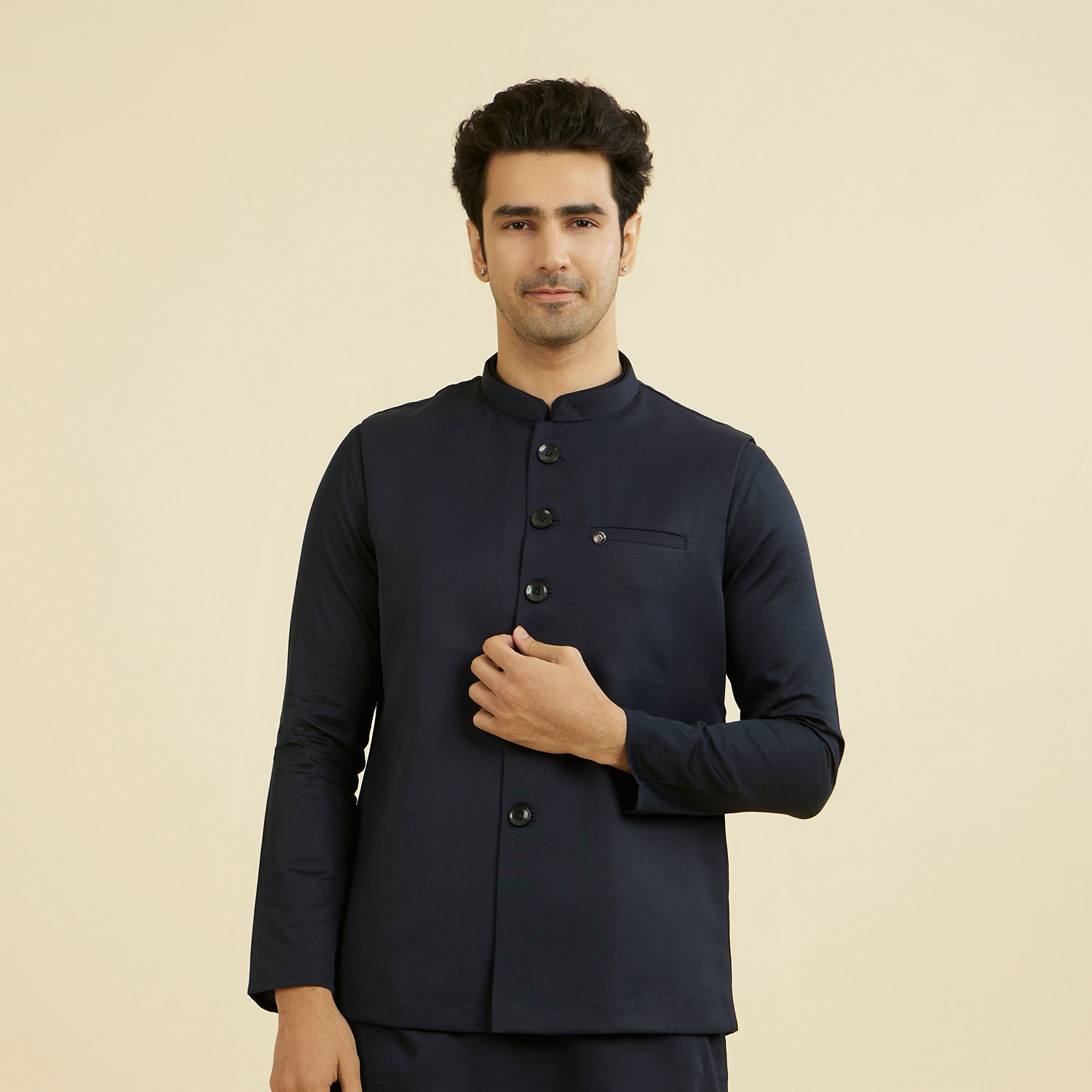 Manyavar Giacca Nehru Uomo, rosso cupo, M
