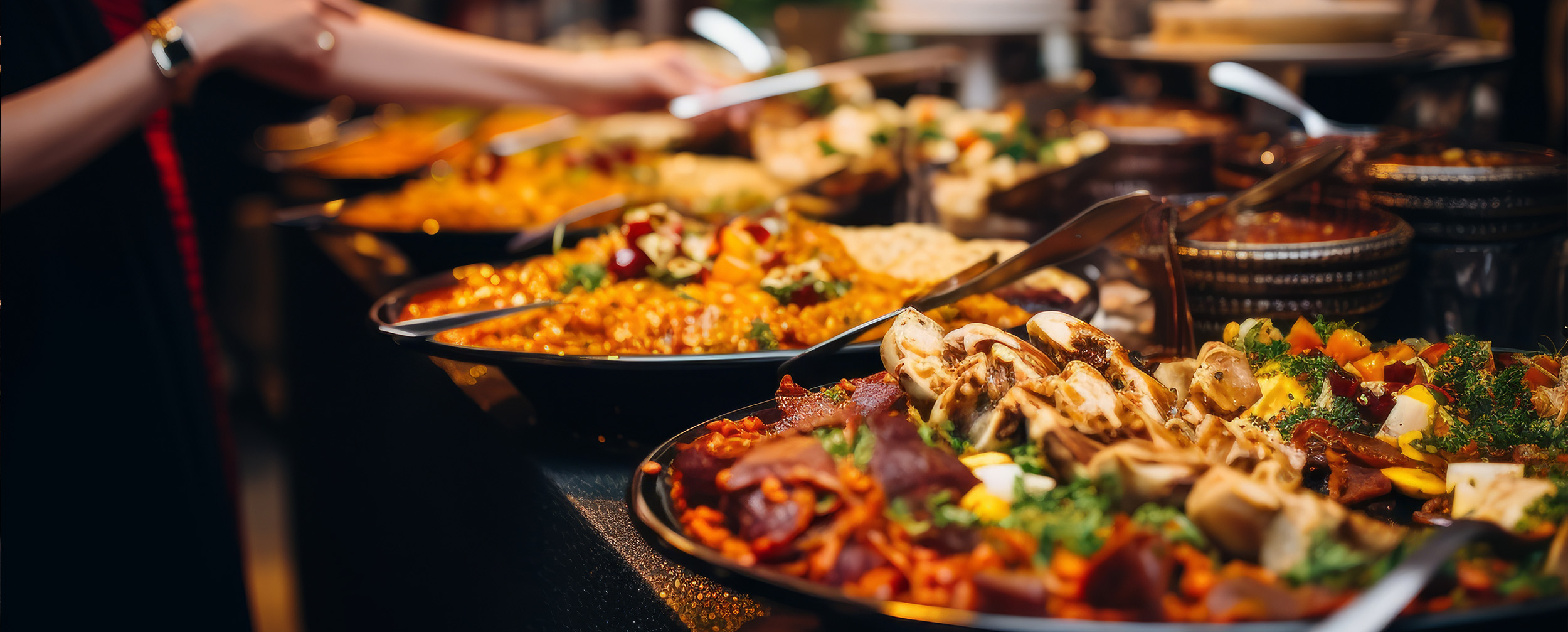 A display of delicious dishes served at buffet