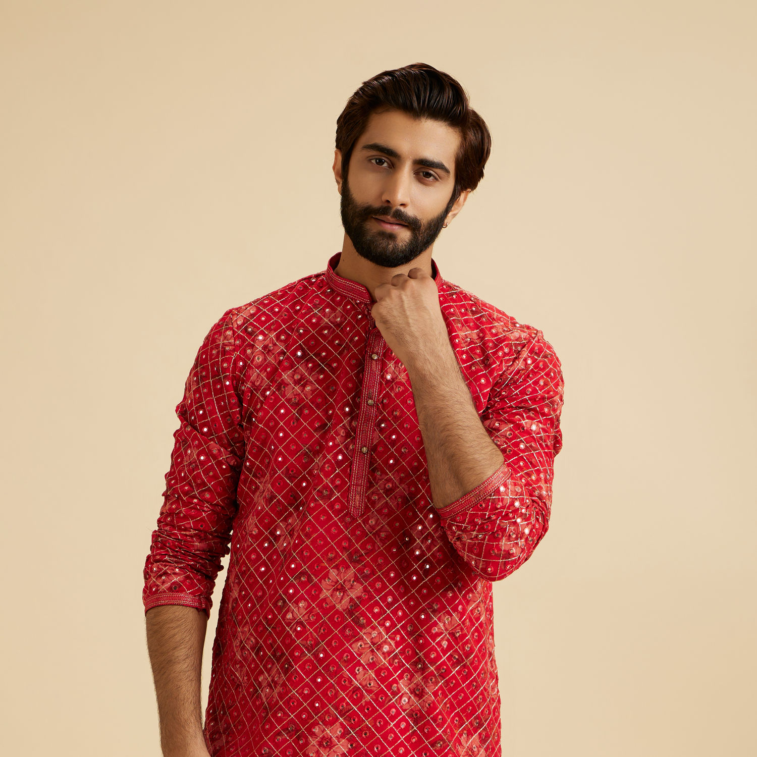 red kurta dress Inayakhan