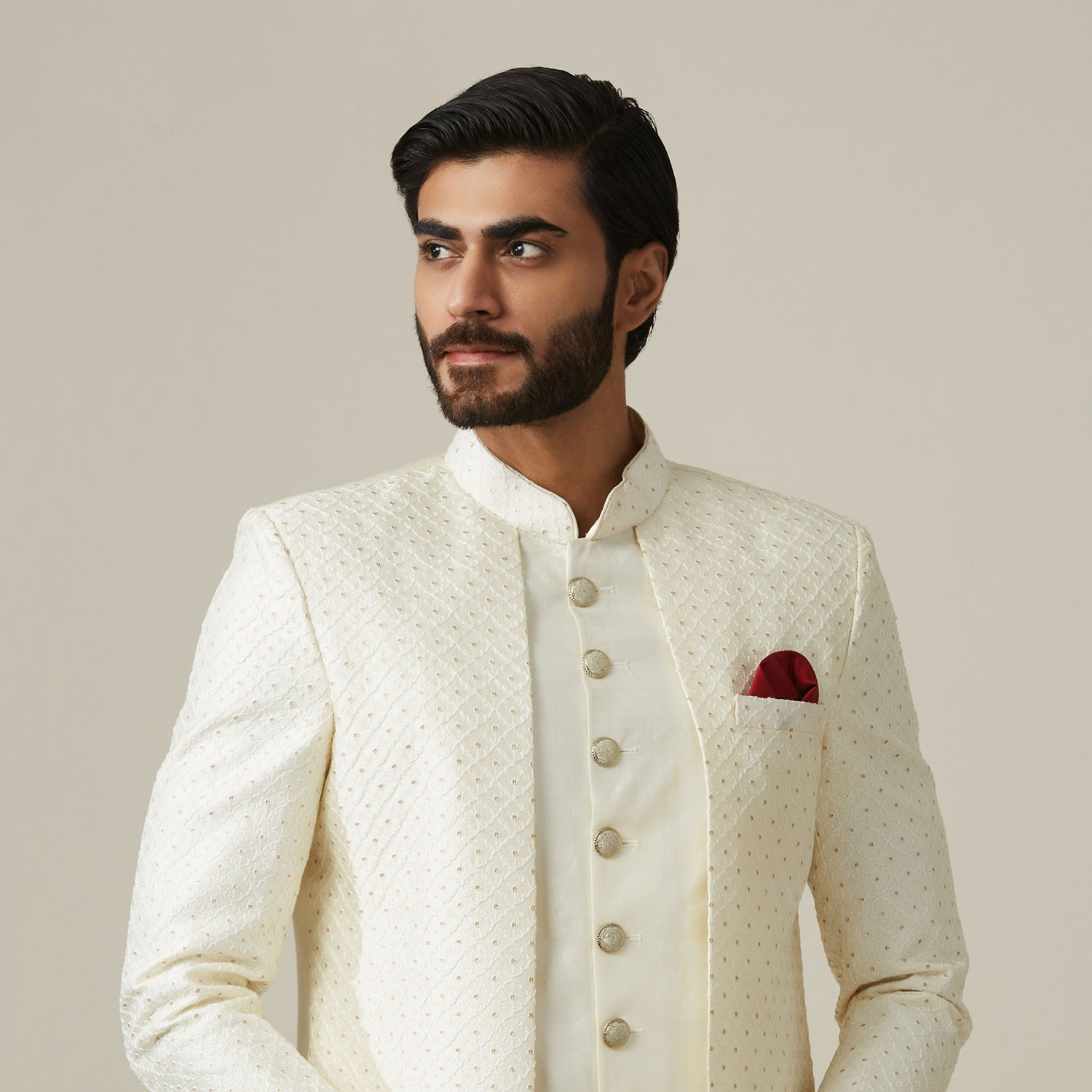 Sherwani for Men - Buy Pearl White Achkan Style Indo Western Set Online ...