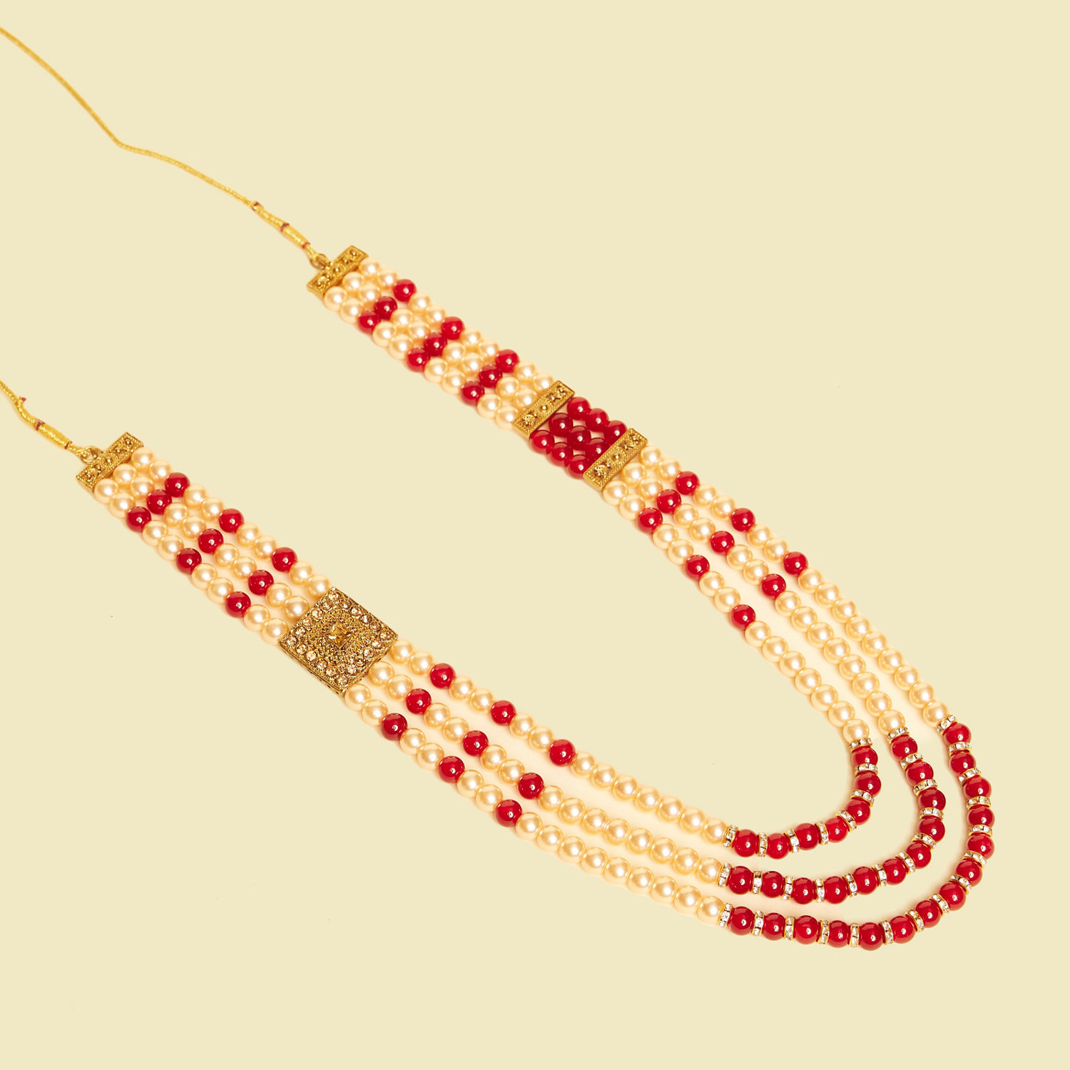 Buy Pearl and Red Stone Layered Mala Online in India Manyavar Mala