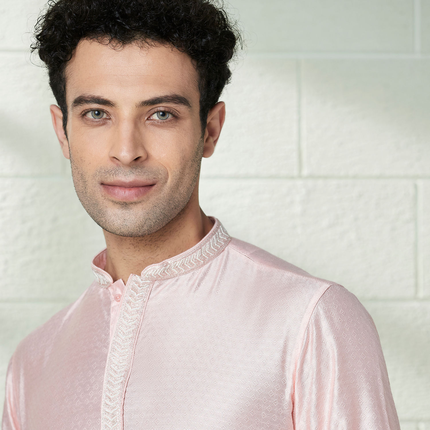 Kurta Pajama for Men - Buy Cherry Blossom Pink Jacquard Pattern Kurta ...