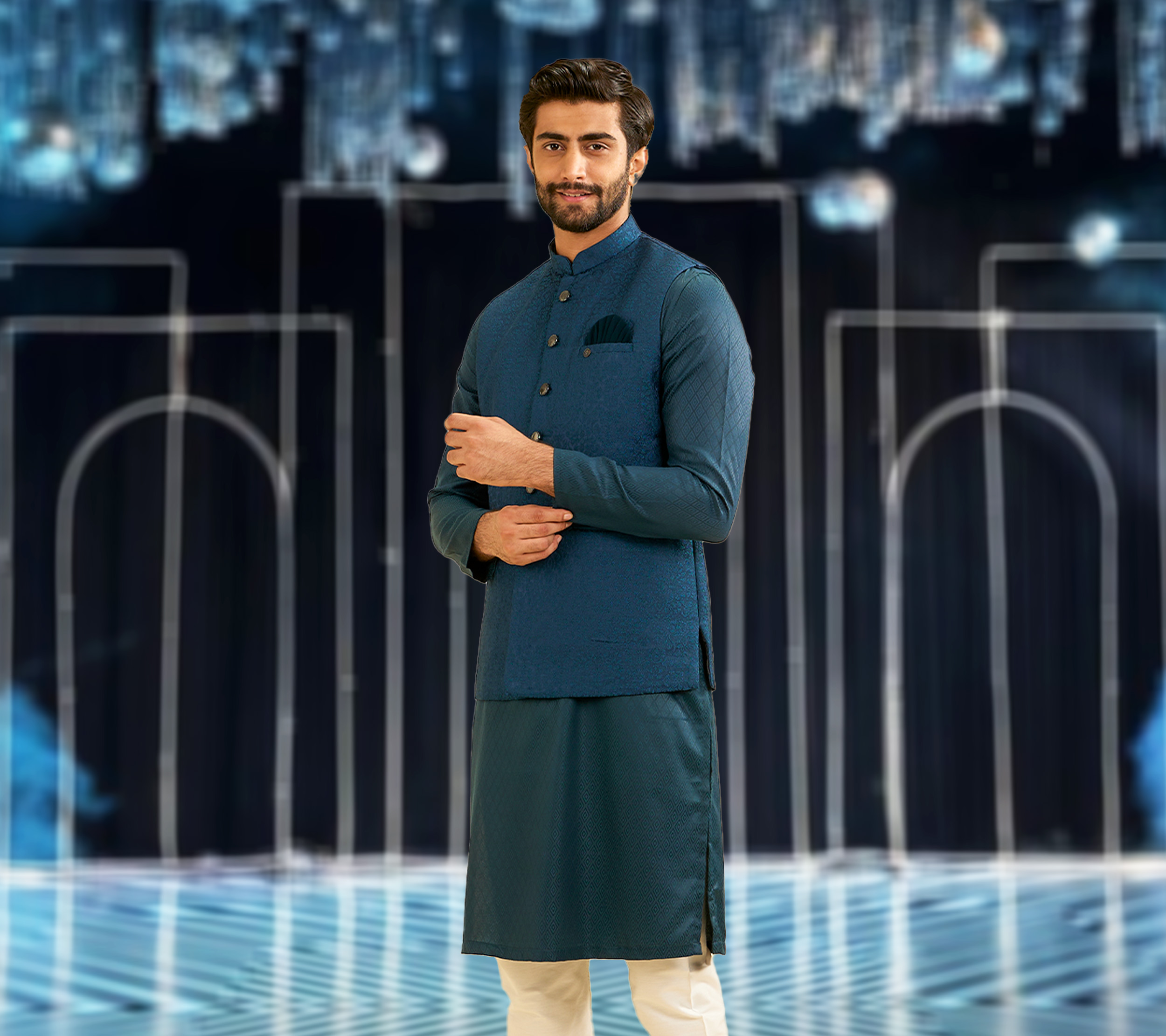 Different Ways to Style a Blue Kurta Pajama With Jacket From AM to PM