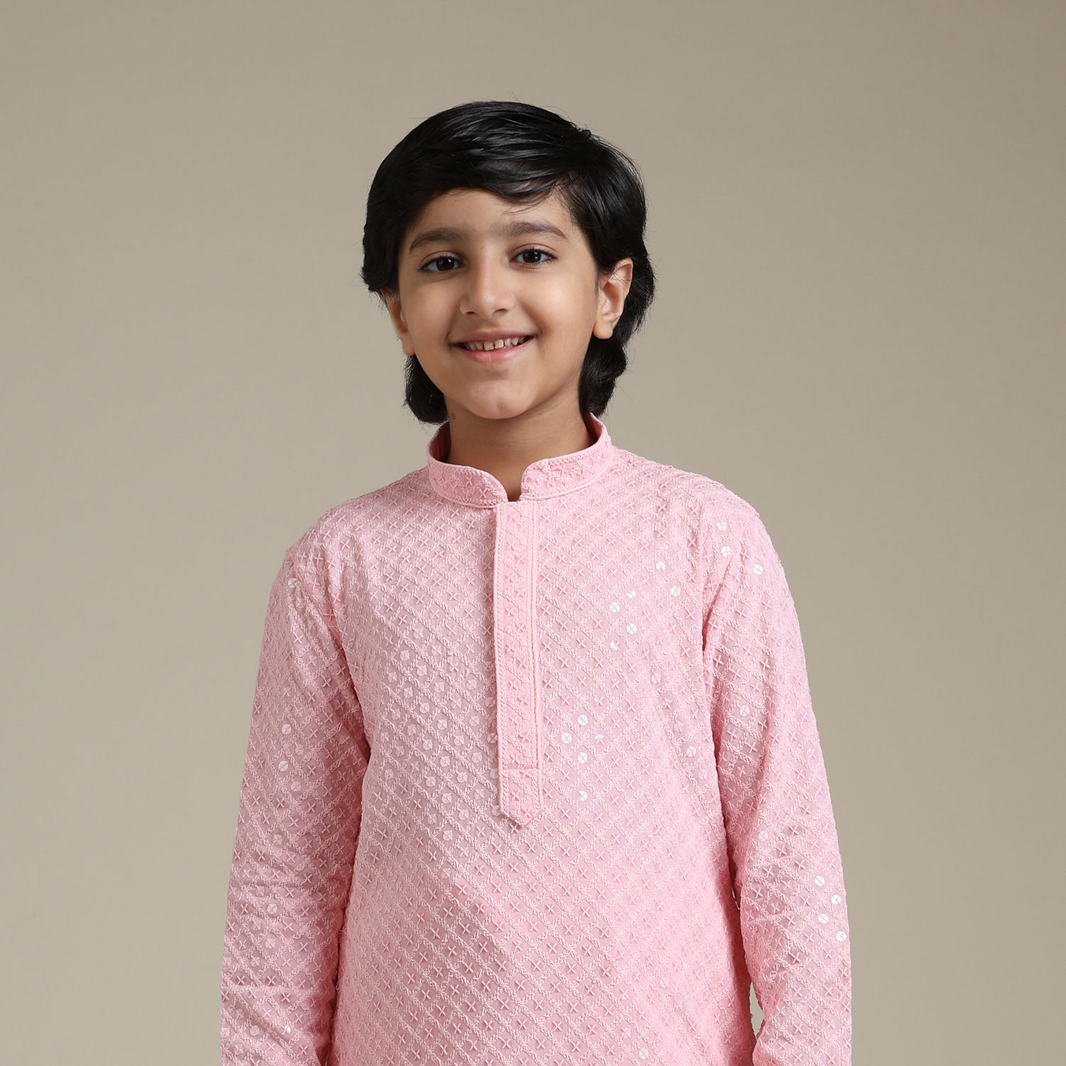 Boys Viscose Pink Printed Kurta Set main image 1