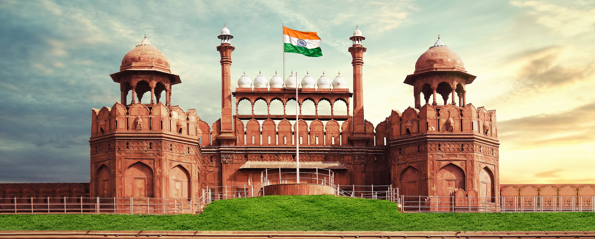 Indian Flag on lal kila on independence day