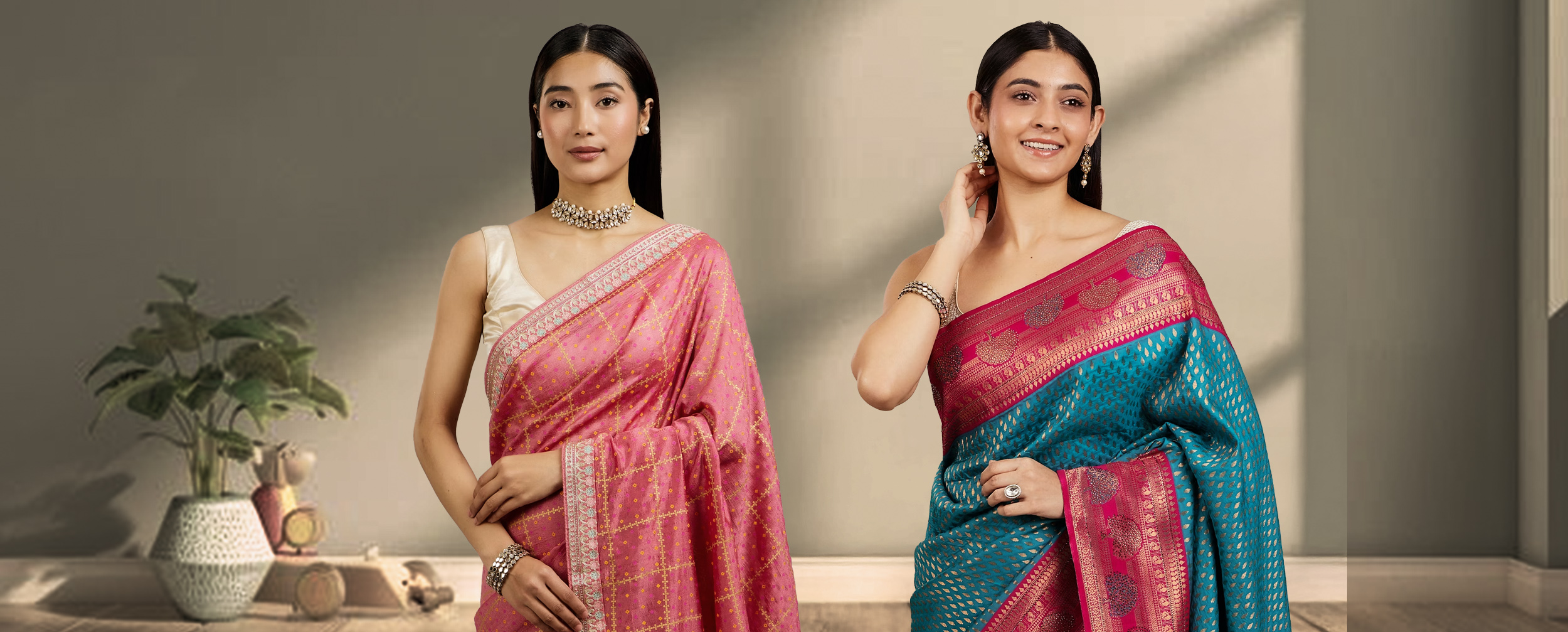 Womens wearing elegant zaree work sarees for wedding ceremony Womens wearing elegant zaree work sarees for wedding ceremony