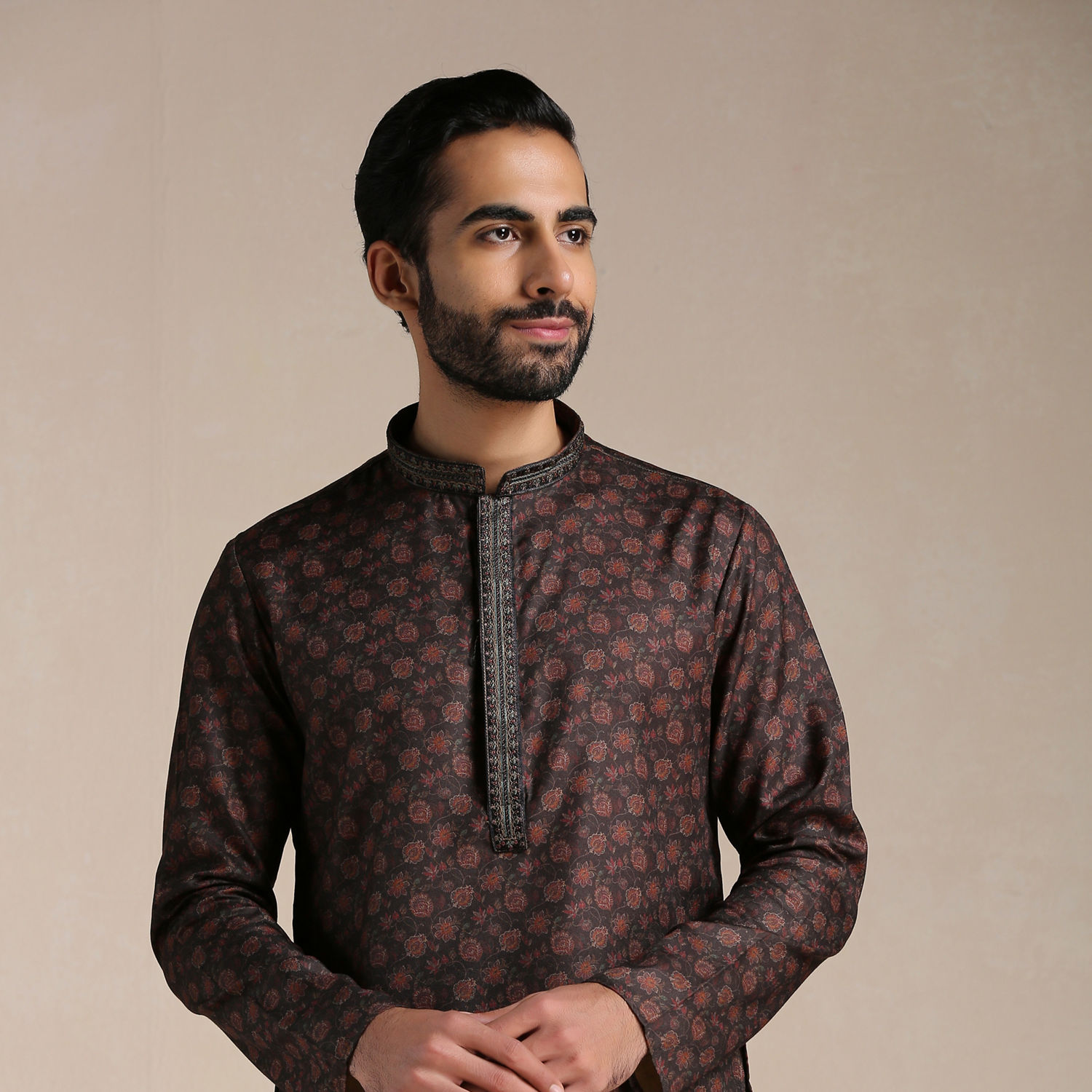 Kurta Pajama for Men Buy Anthracite Black Printed Kurta Set Online