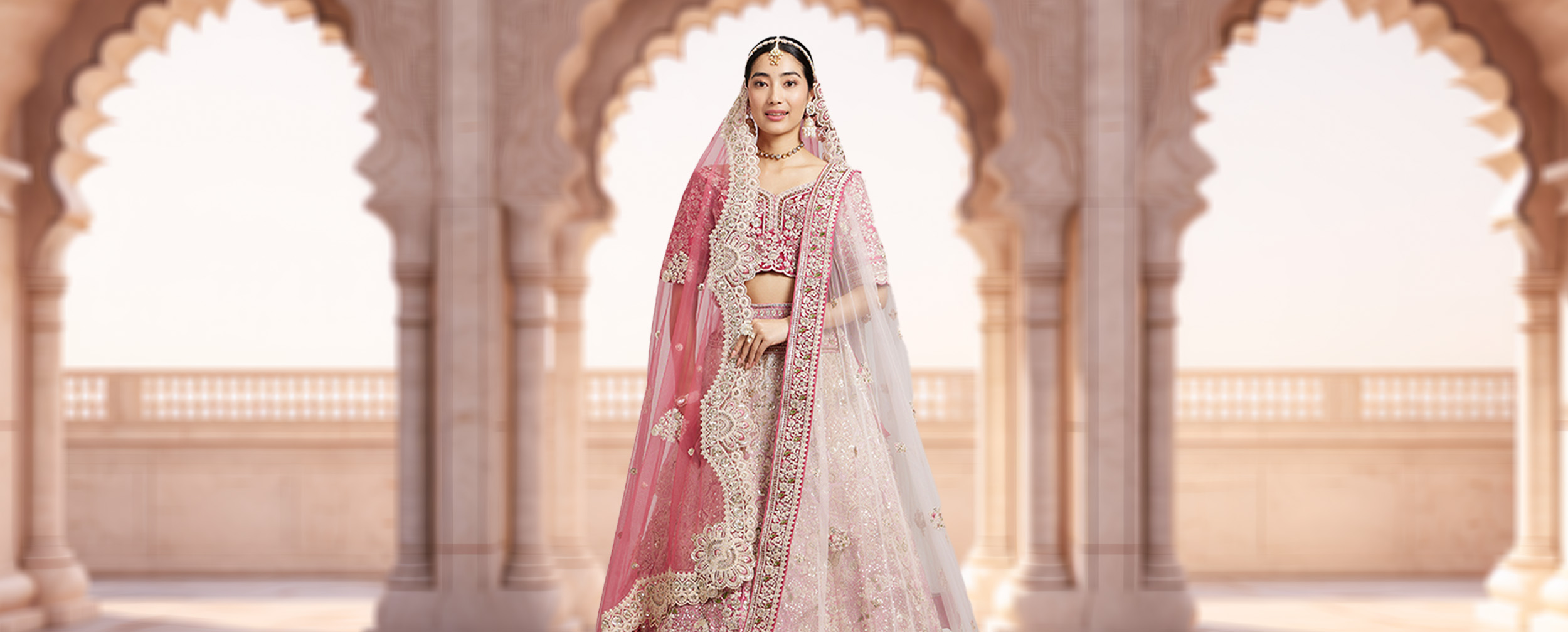 Pastel pink lehenga look perfect for coordinating bridal themes Pastel pink lehenga look perfect for coordinating bridal themes