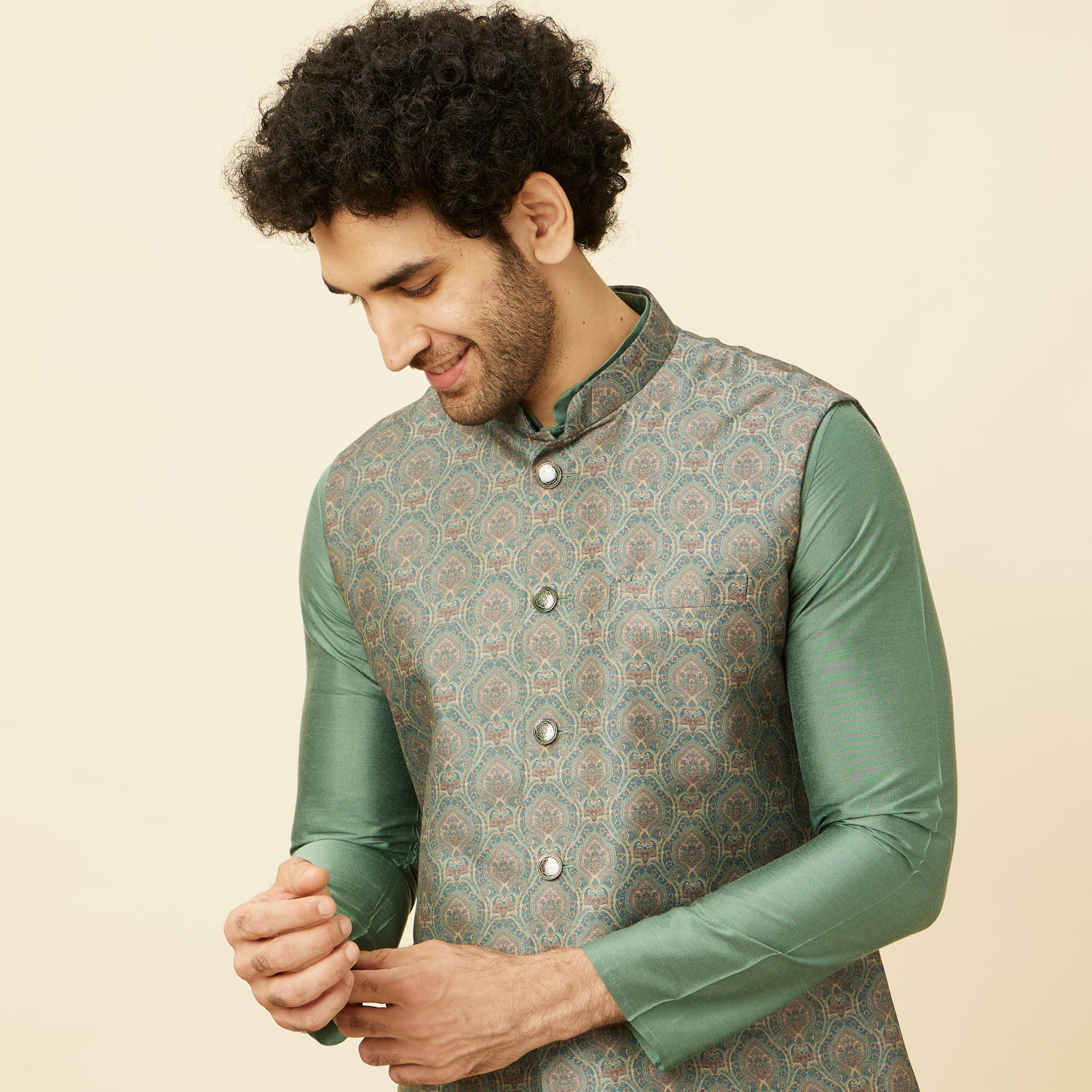 Buy Brown Silk Nehru Jacket For Men by Mayank Modi - Men Online at Aza  Fashions.