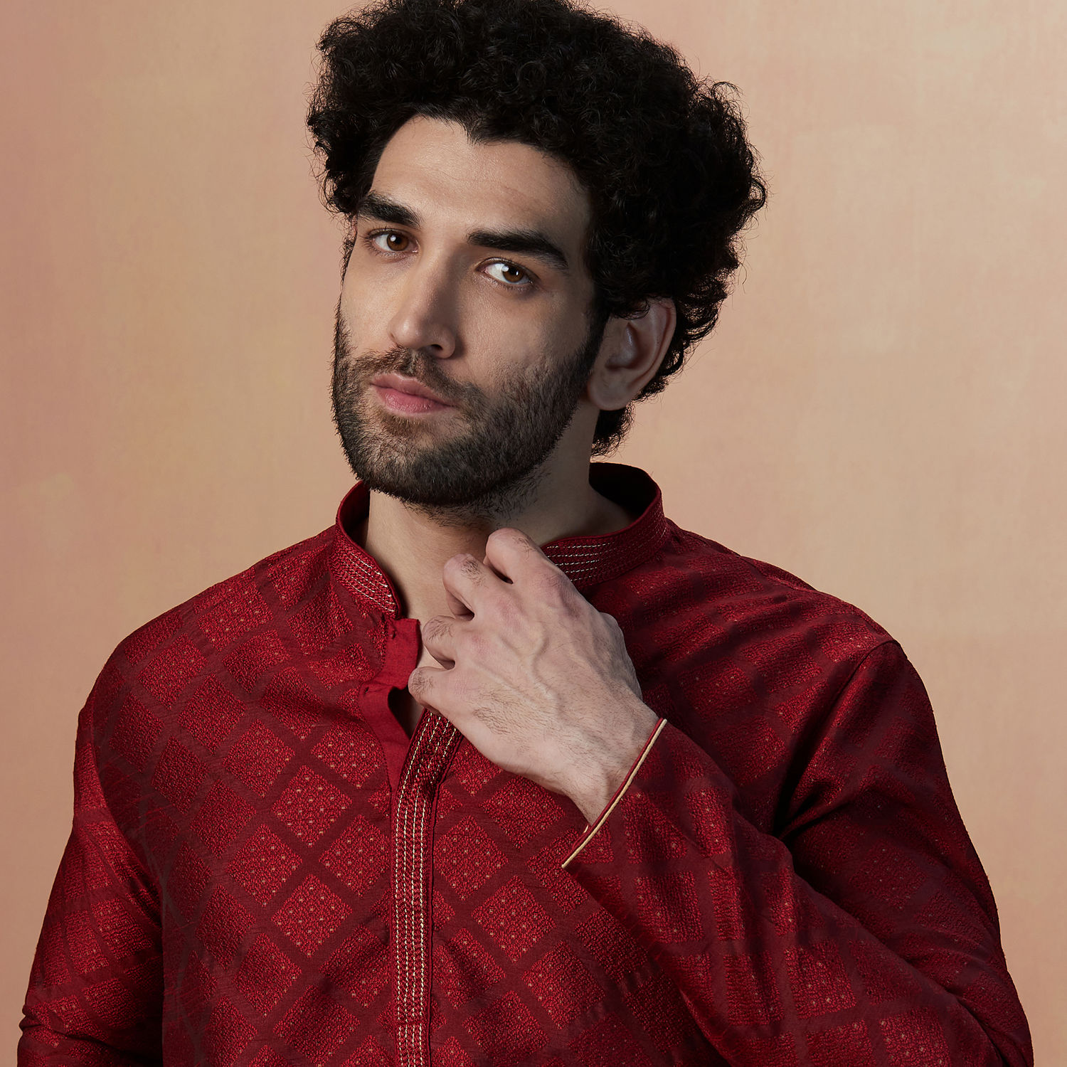 Kurta Pajama for Men Buy Merlot Red Jacquard Kurta Pajama Online