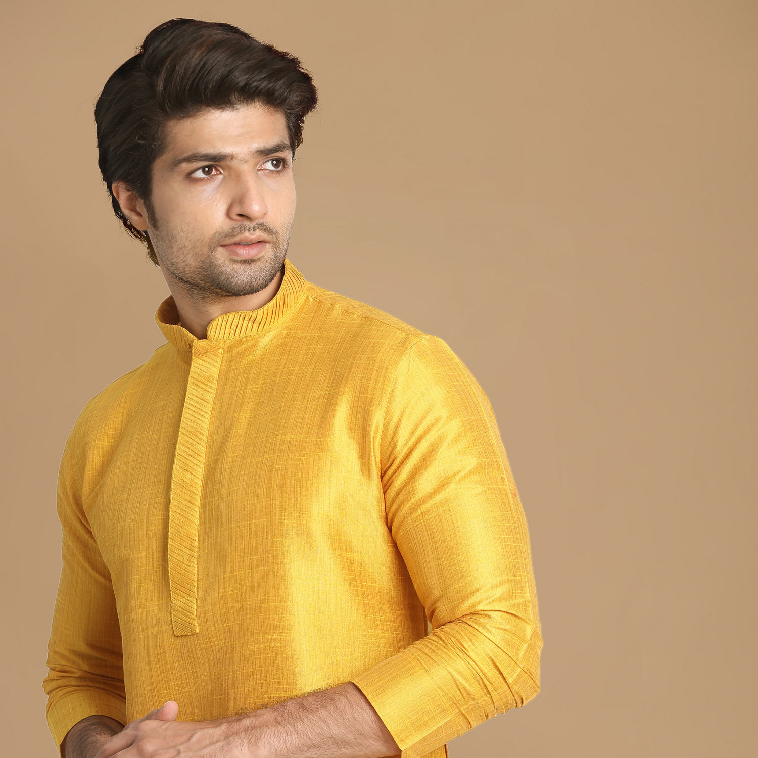 Kurta Pajama for Men - Buy Golden Yellow Solid Kurta Set Online @Manyavar