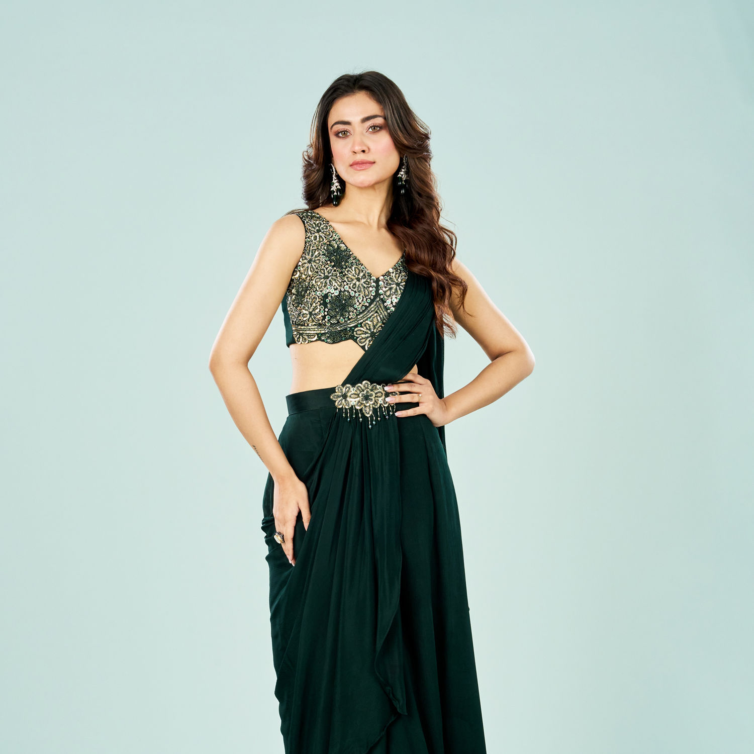 Green Indo Western Dress | Designer Collection | Mohey Green Indo Western Dress | Designer Collection | Mohey