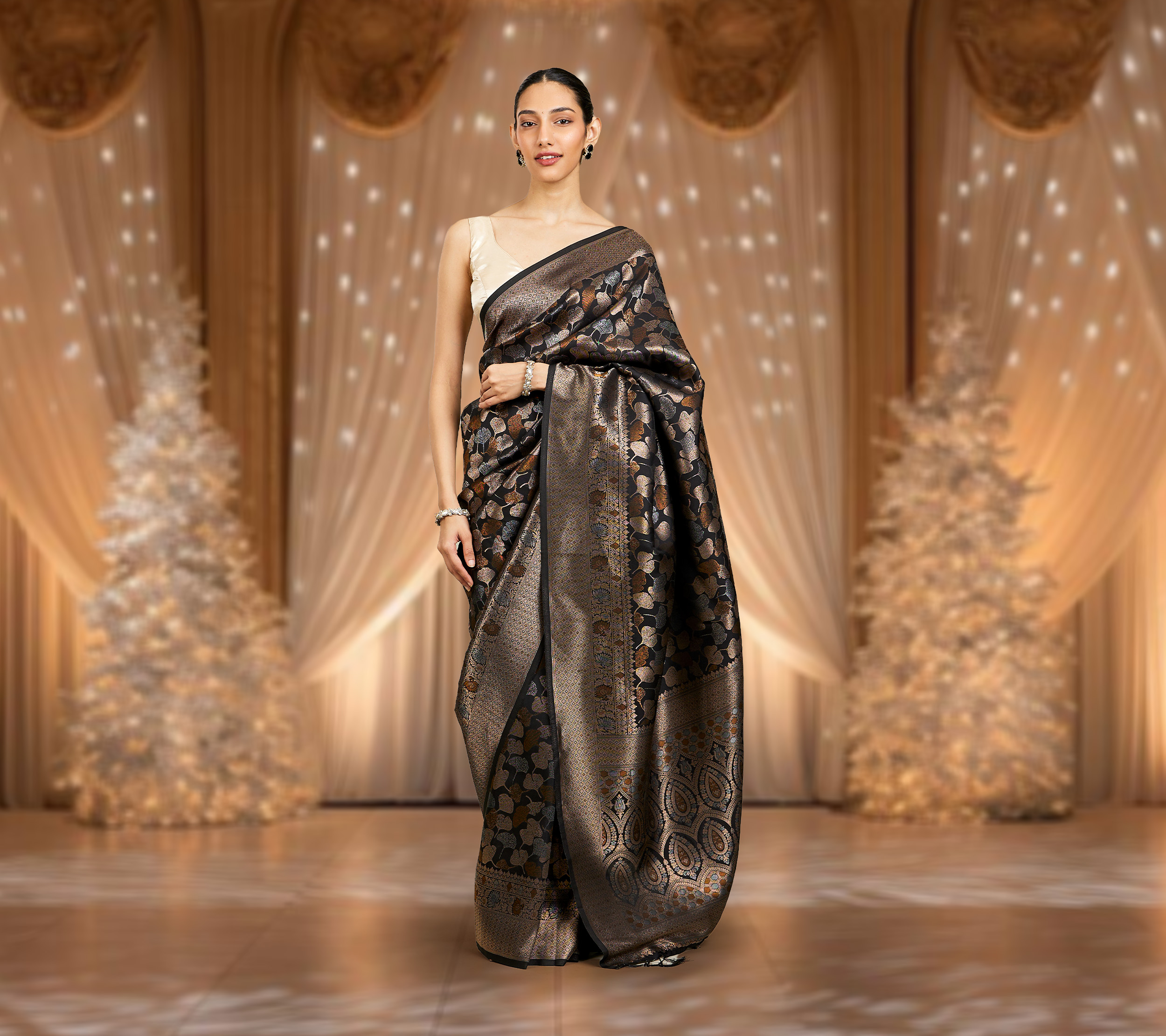How to Style a Black Saree for Evening Glam