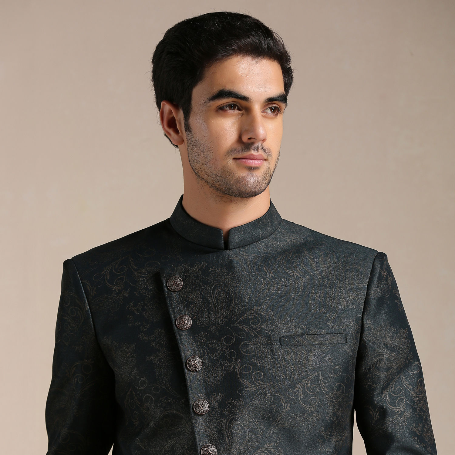 Indo Western for Men - Buy Dark Forest Green Angrakha Style Indo ...