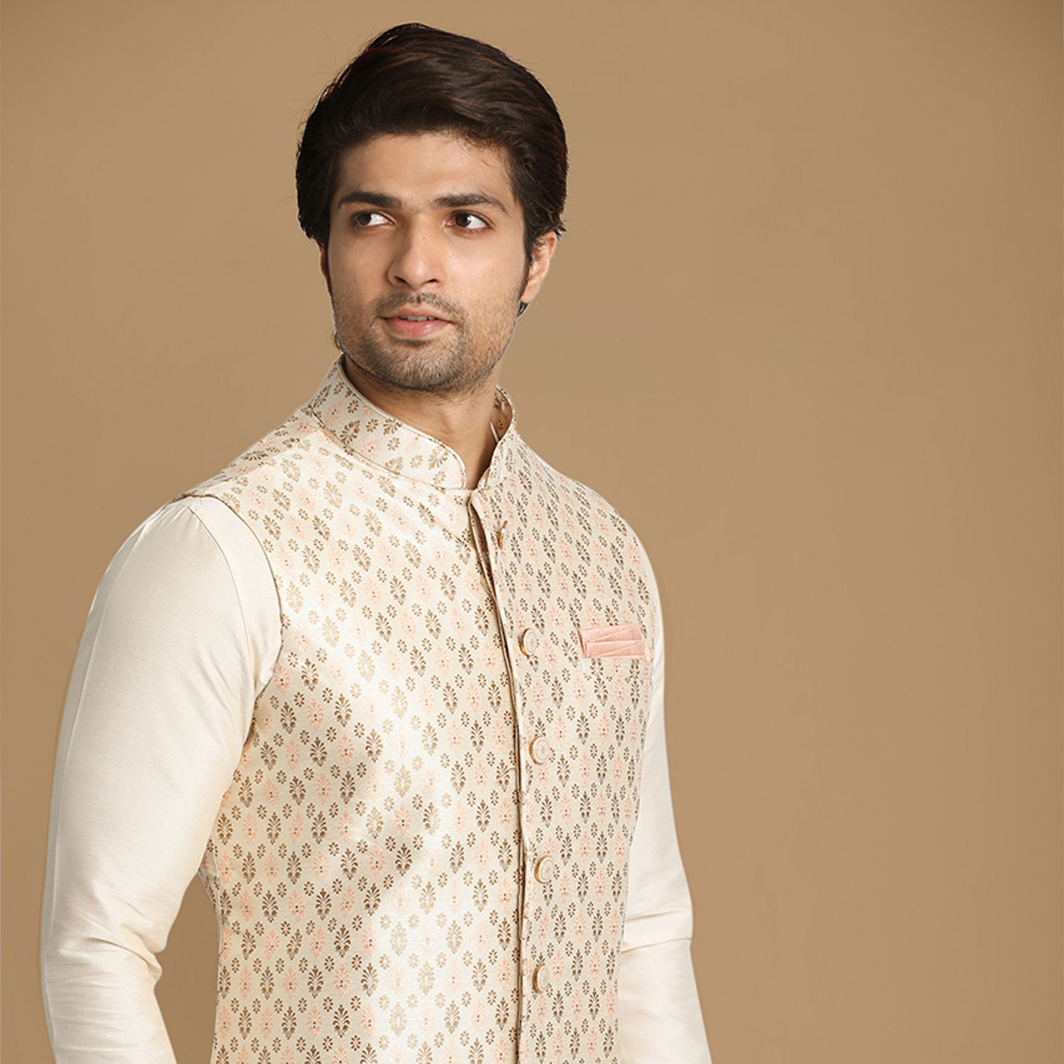 Kurta Jacket Set for Men Buy Ivory Festive Kurta Jacket With Printed